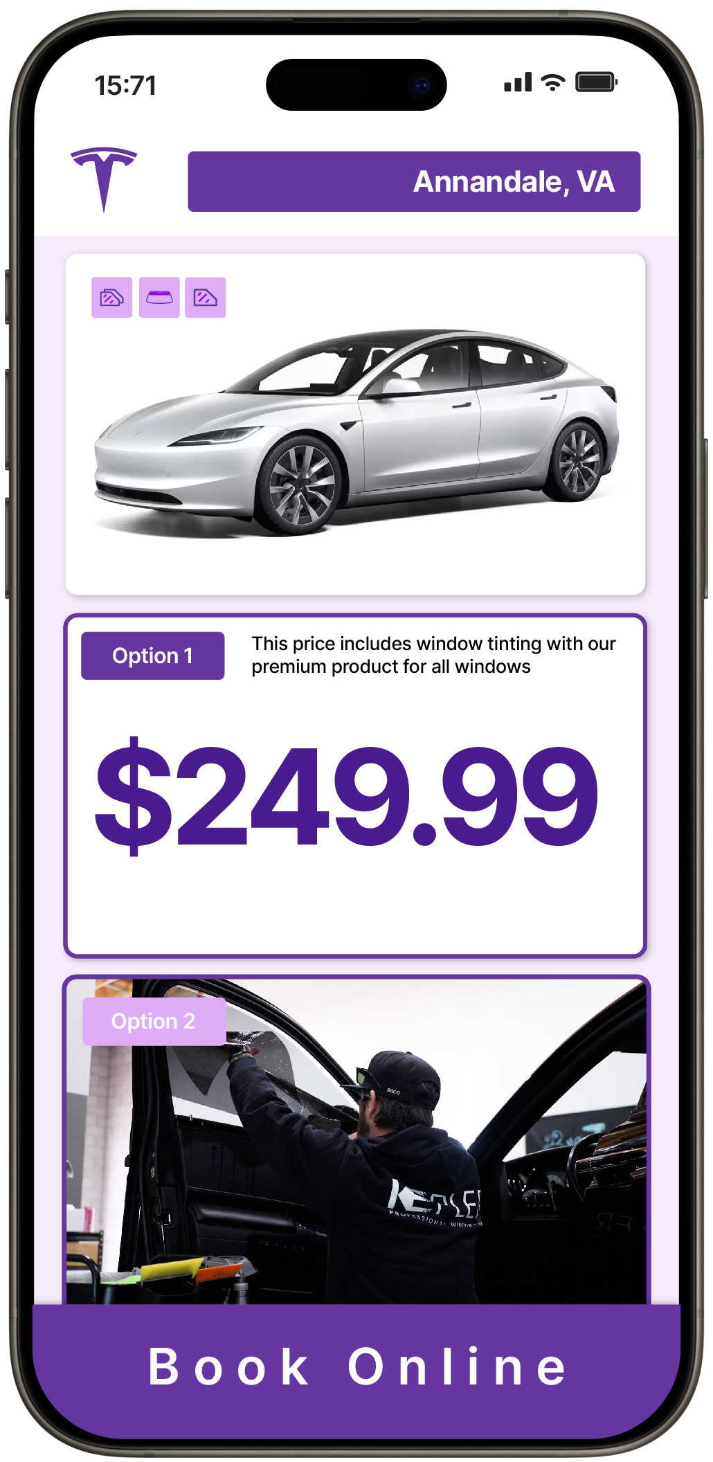 View Competitive Tesla Window Tinting Prices in Annandale, Virginia
