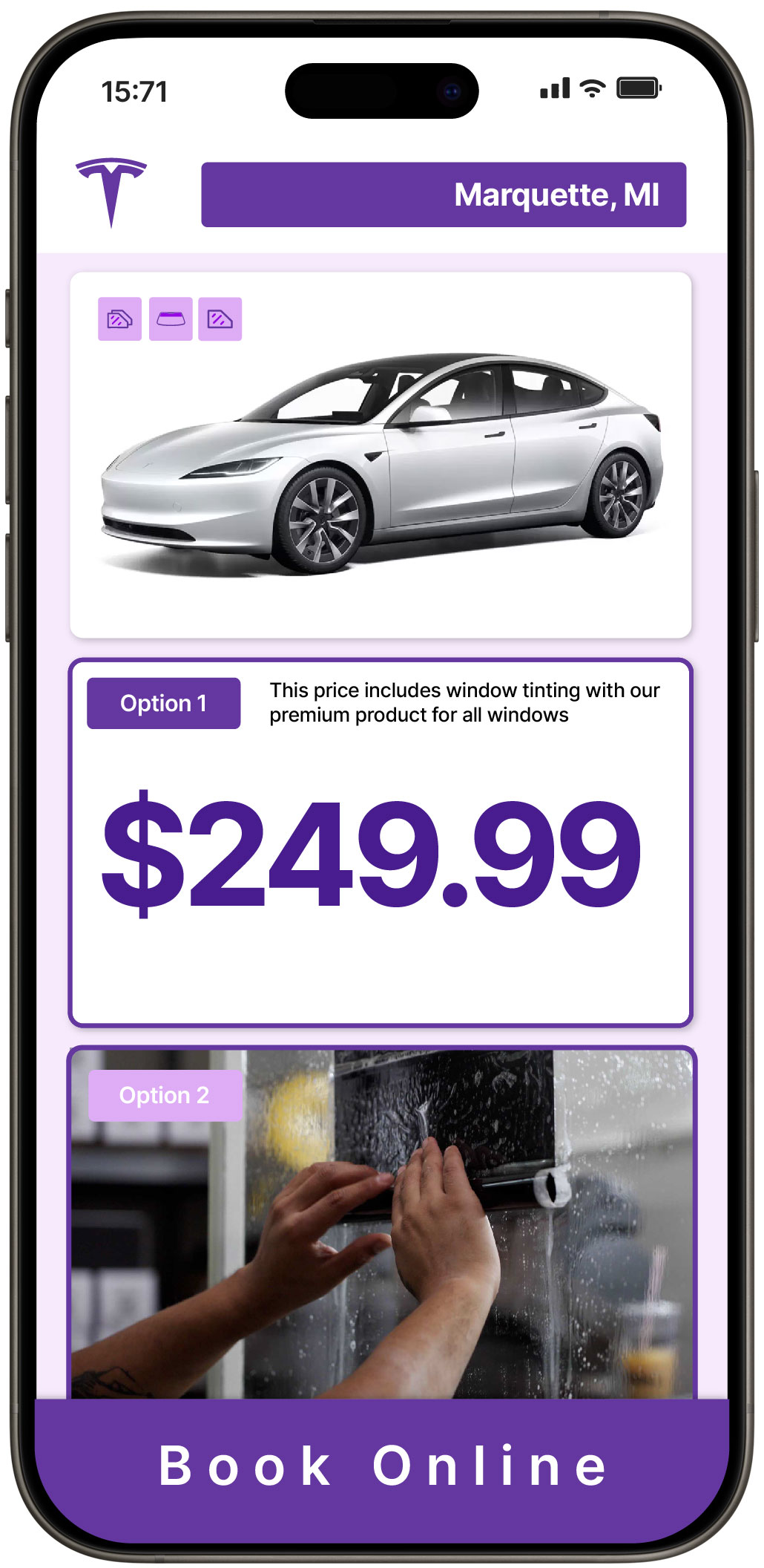 View Affordable Tesla Window Tinting Prices in Marquette, Michigan