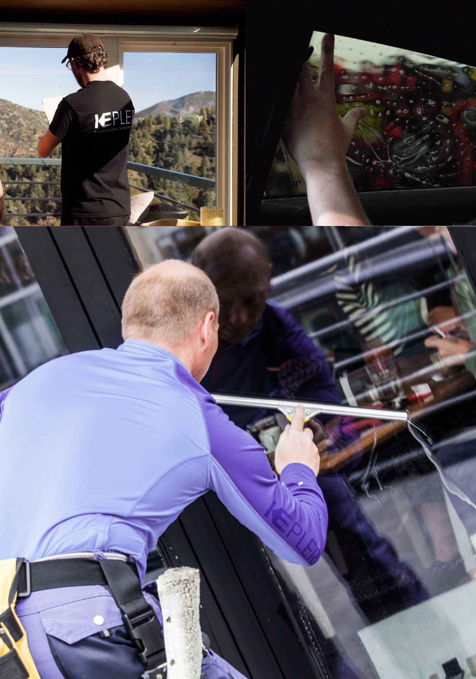 Kepler Professional Applying Anti-Graffiti Window Film to a Hollis Shop Front