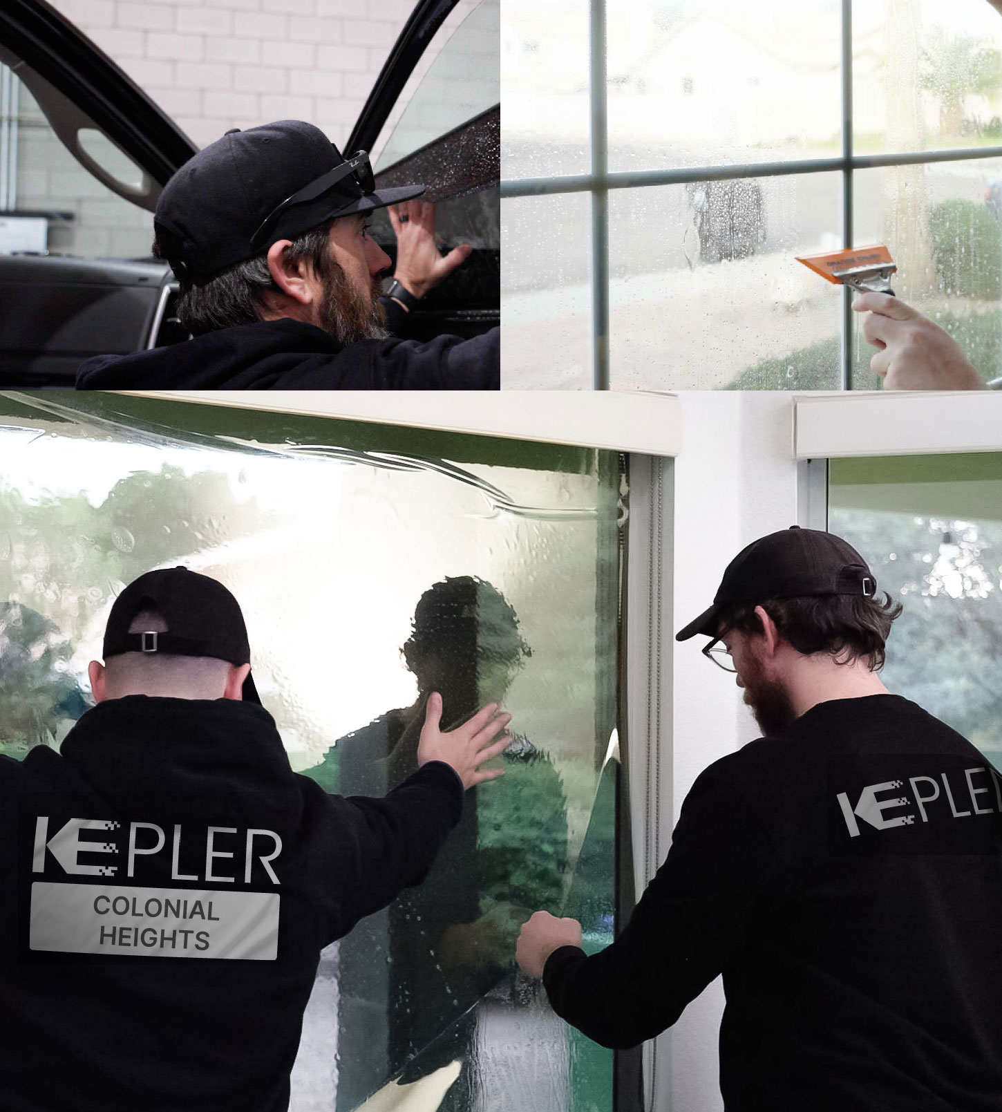 Expert Technician Installing Advanced Window Tint to Home in Colonial Heights