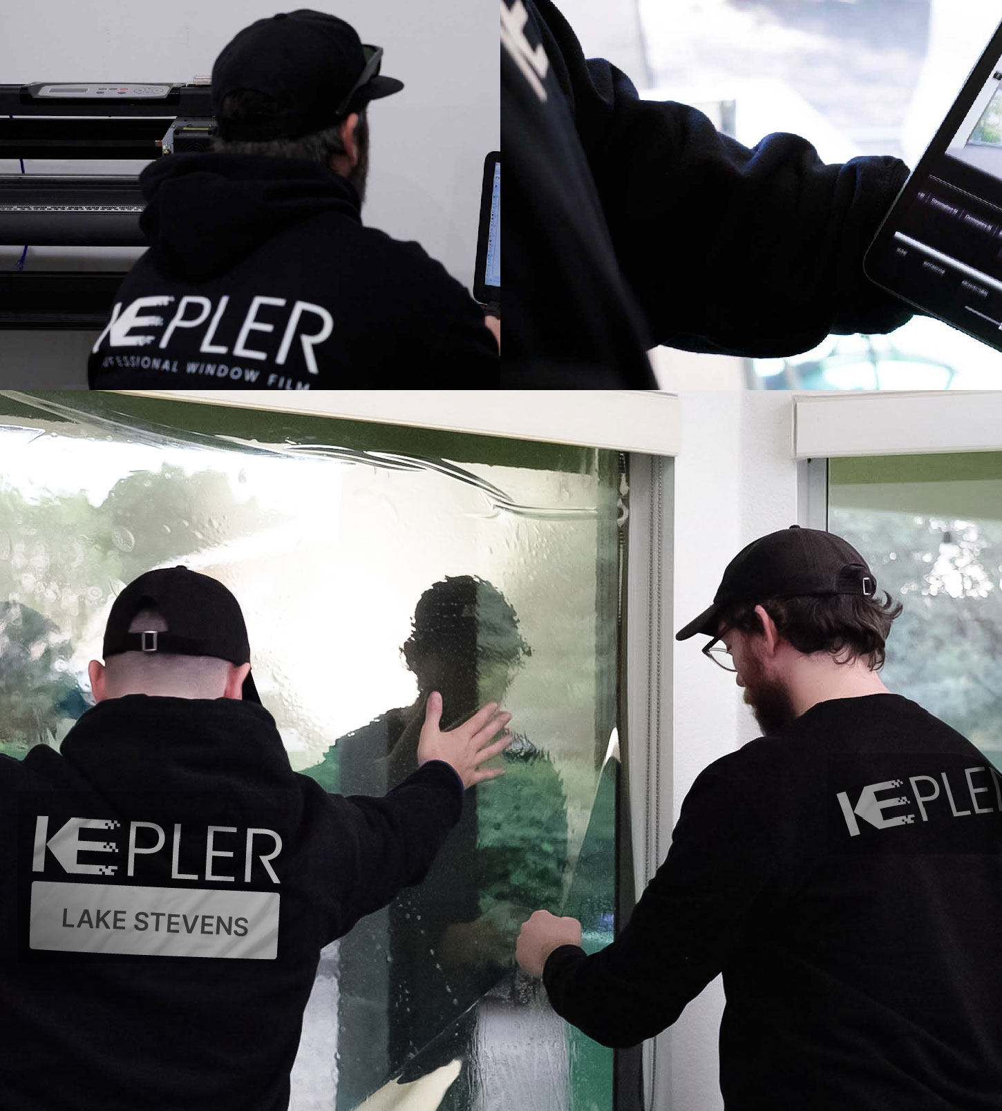 Expert Technician Applying Advanced Window Tint to Home in Lake Stevens