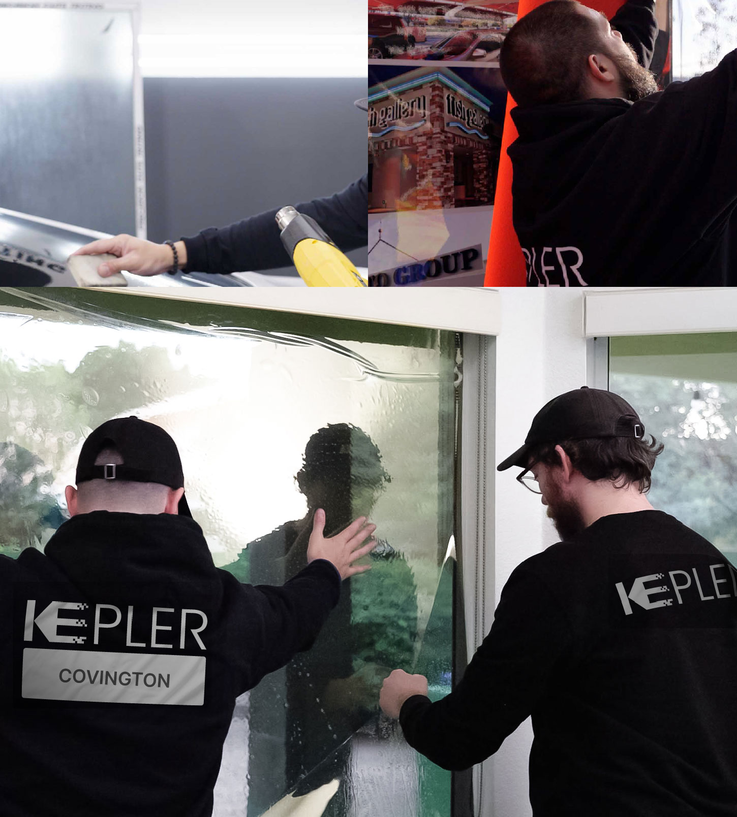 Expert Technician Installing High-tech Window Tint to Home in Covington