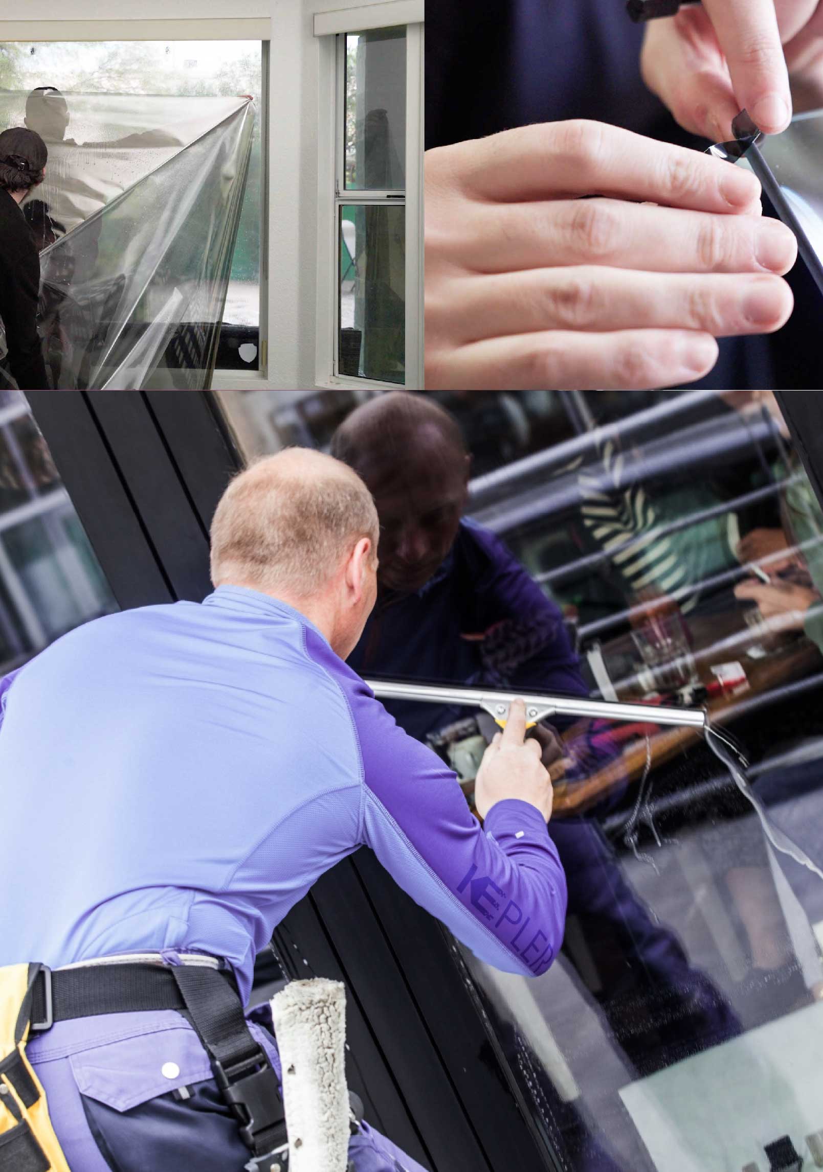 Kepler Professional Applying Anti-Graffiti Window Film to a North Ridgeville Shop Front