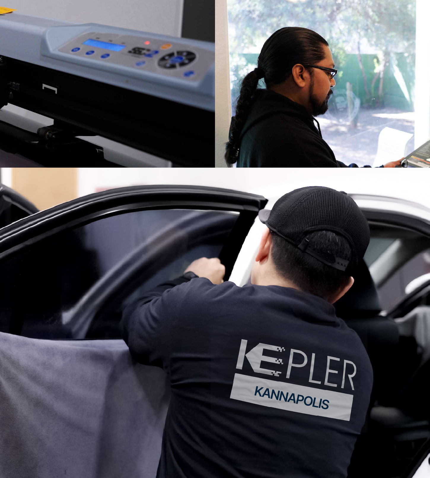 Automotive Window Tinting Expert Applying Film in Kannapolis, North Carolina
