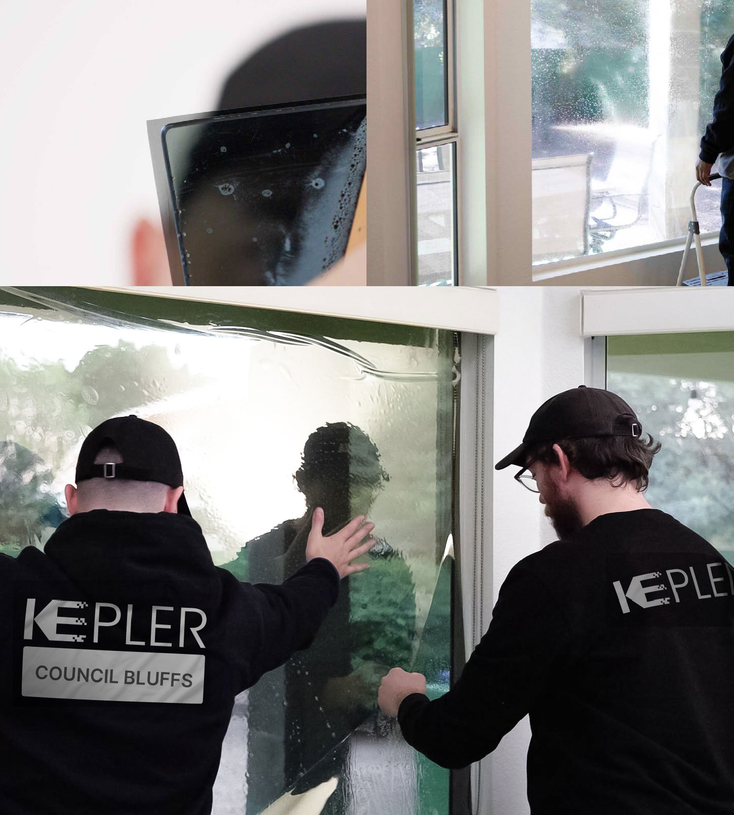 Expert Technician Installing Advanced Window Tint to Home in Council Bluffs