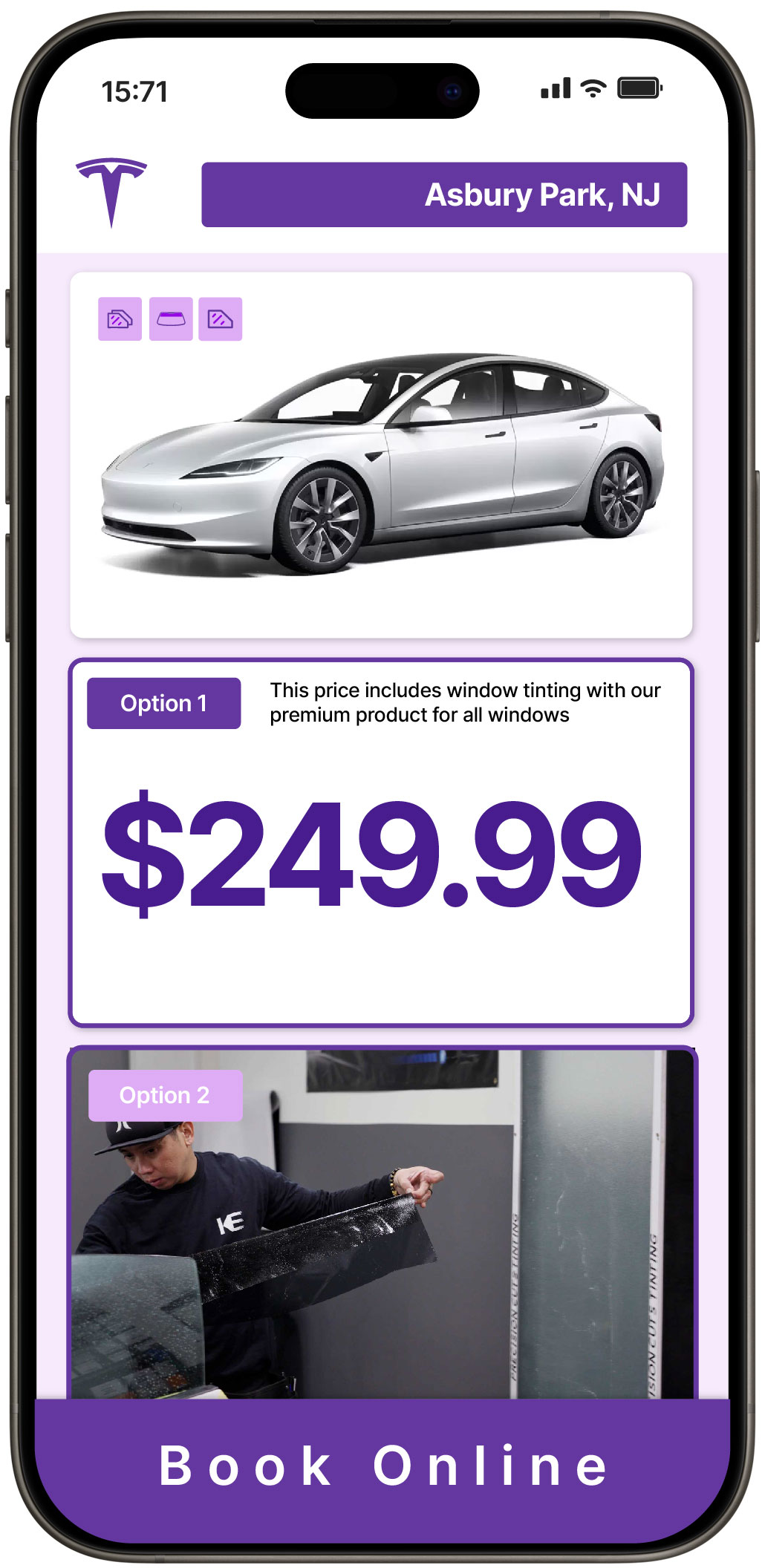 View Competitive Tesla Window Tinting Prices in Asbury Park, New Jersey