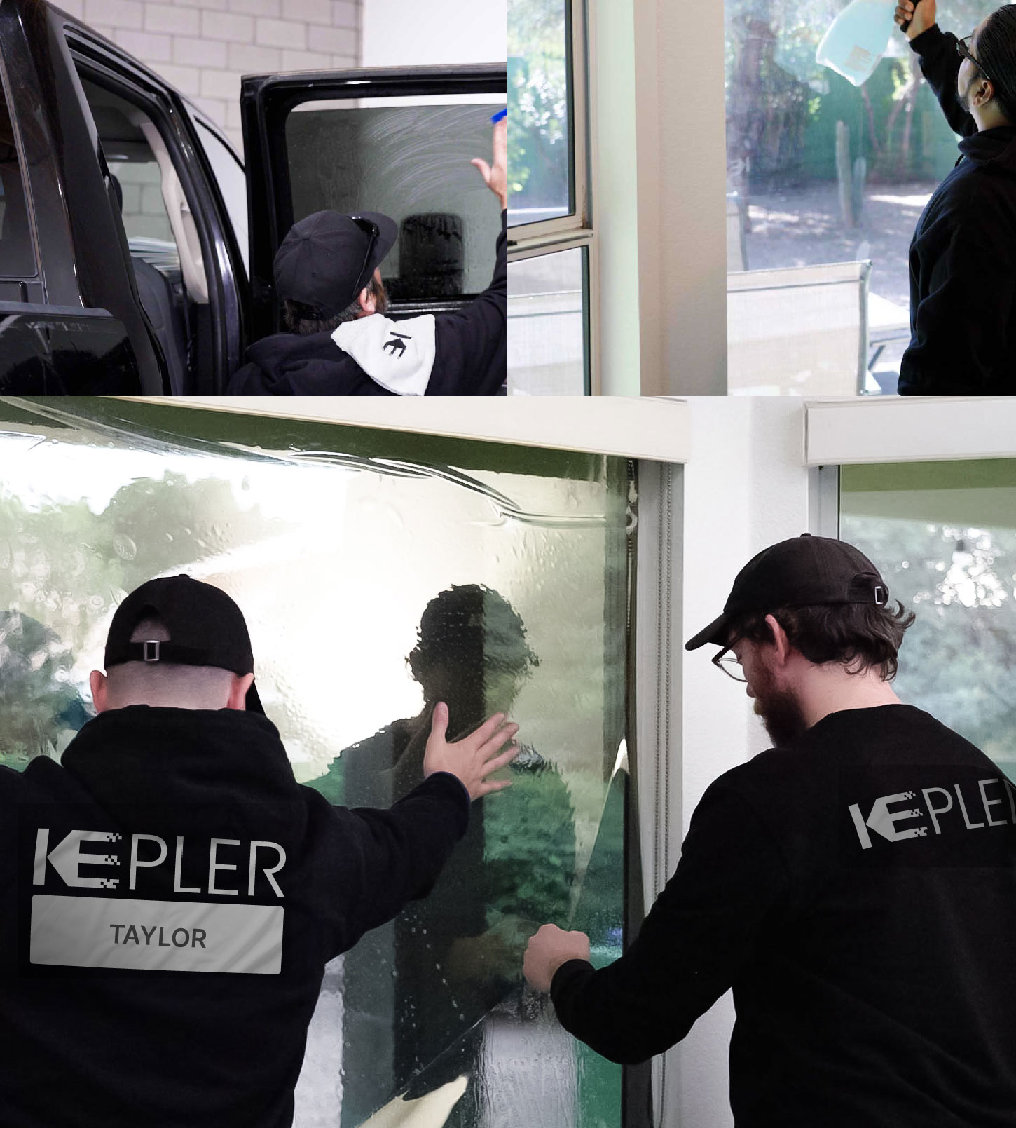 Expert Technician Applying Ceramic Window Tint to Home in Taylor