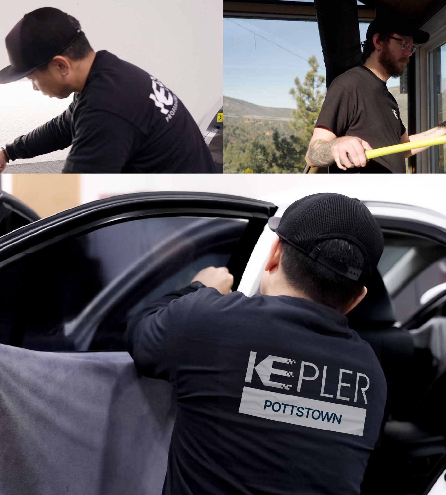 Automotive Window Tinting Expert Applying Film in Pottstown, Pennsylvania