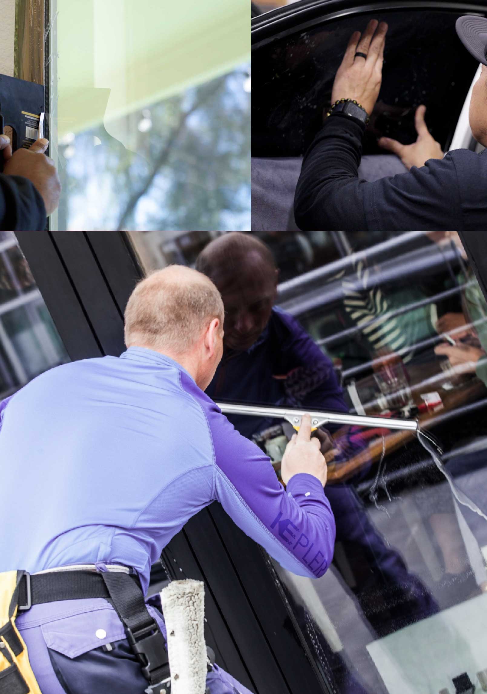 Kepler Professional Applying Anti-Graffiti Window Film to a Athens Shop Front