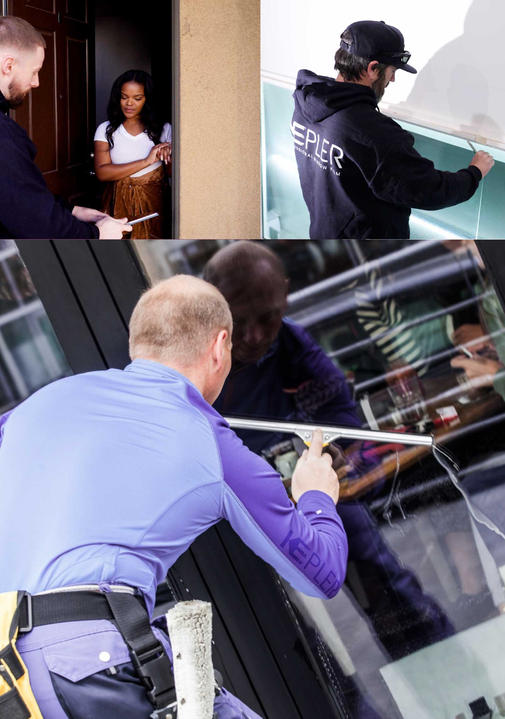 Kepler Skilled Applying Anti-Graffiti Window Film to a Baldwin Park Shop Front