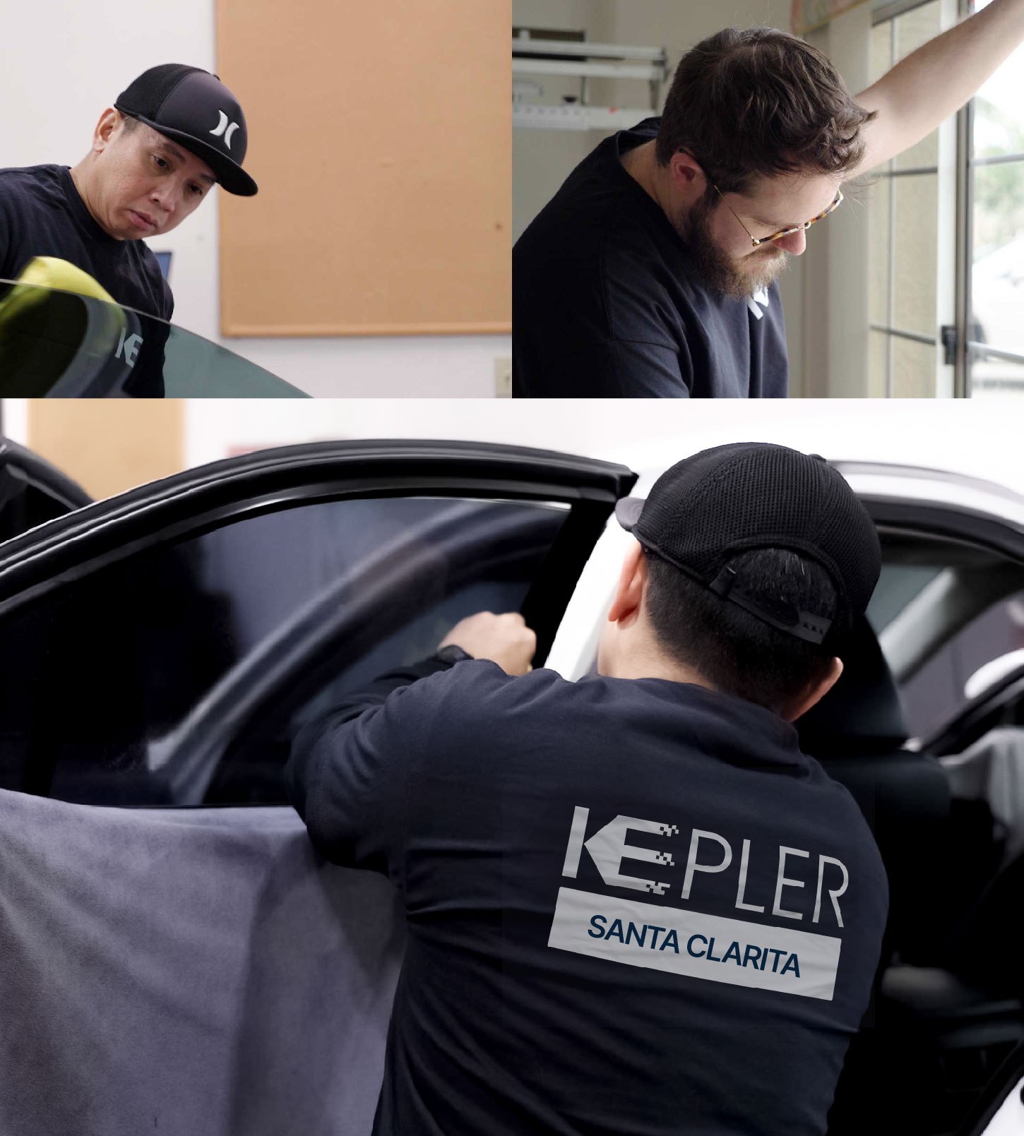 Automotive Window Tinting Expert Applying Film in Santa Clarita, California