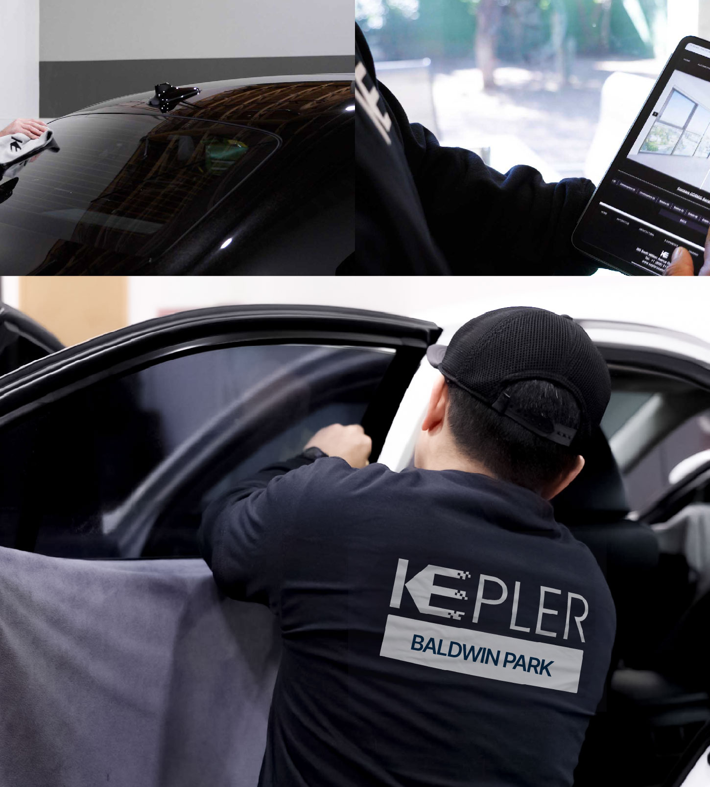 Automotive Window Tinting Expert Applying Film in Baldwin Park, California