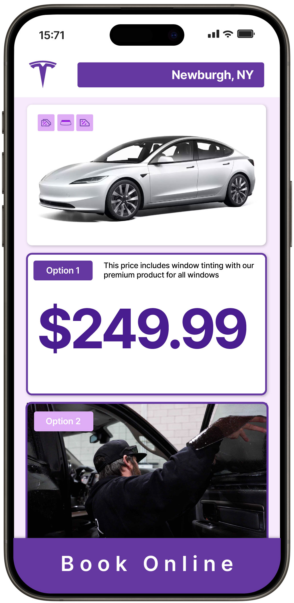 View Reasonable Tesla Window Tinting Rates in Newburgh, New York