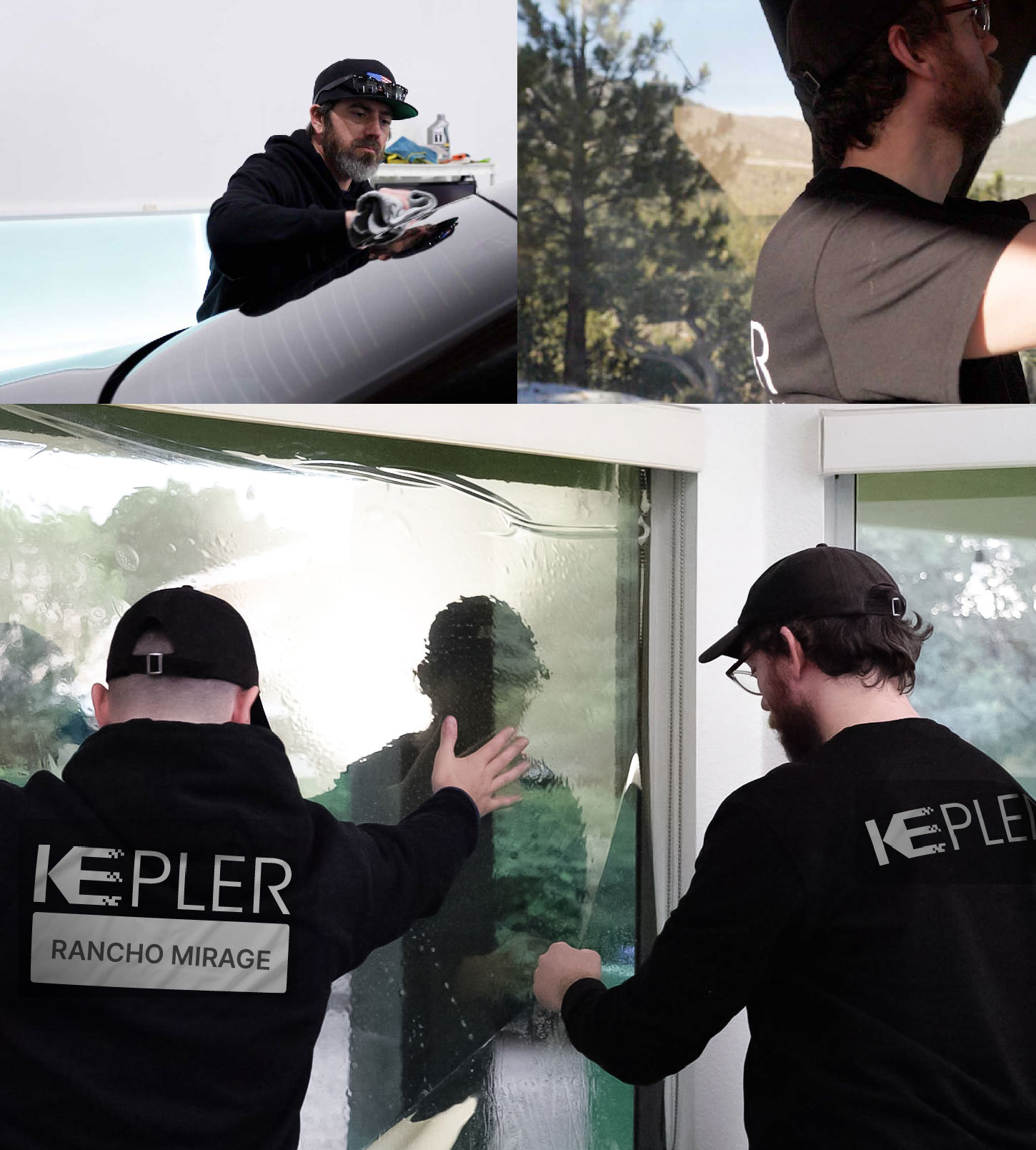 Kepler Technician Fitting High-tech Window Tint to Home in Rancho Mirage