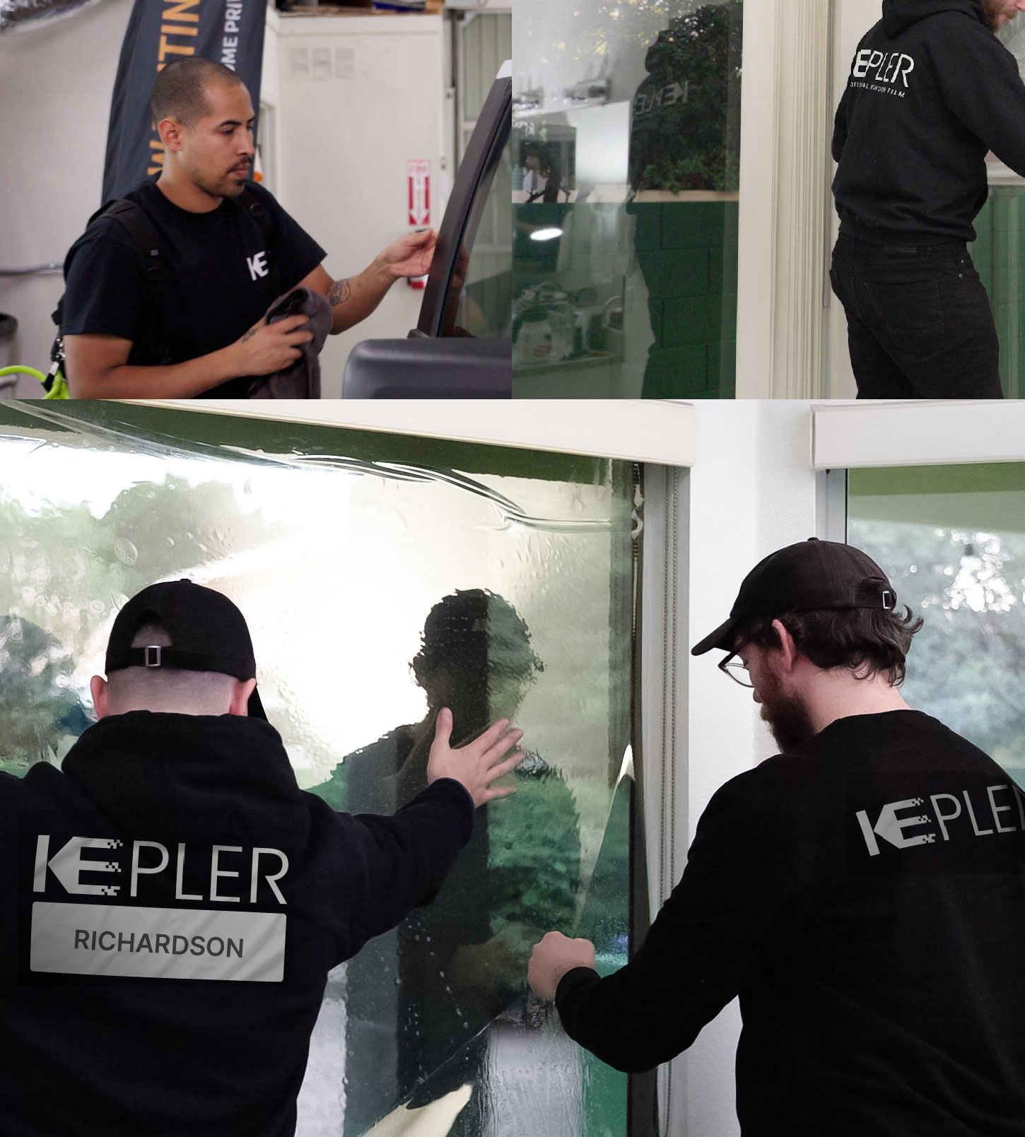 Kepler Technician Applying High-tech Window Tint to Home in Richardson