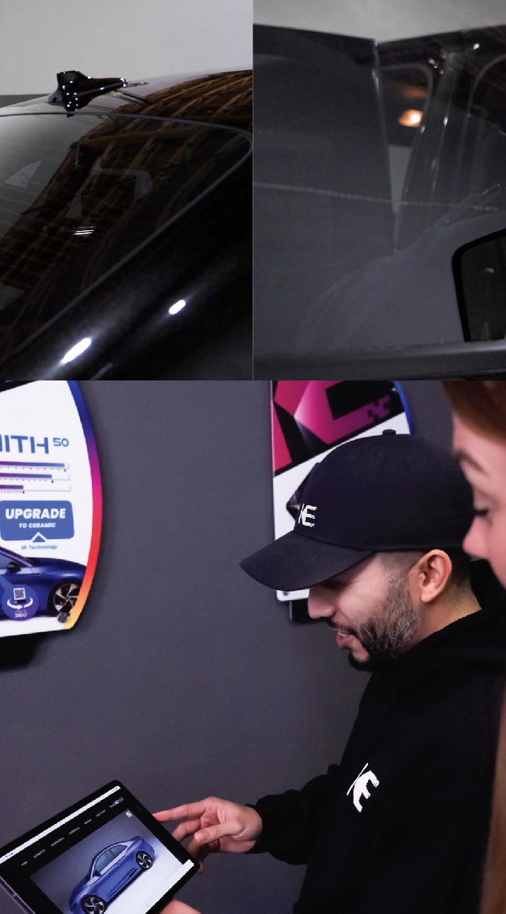 Kepler Dealer Showing Car Window Film Options to Customer in Ledyard, Connecticut