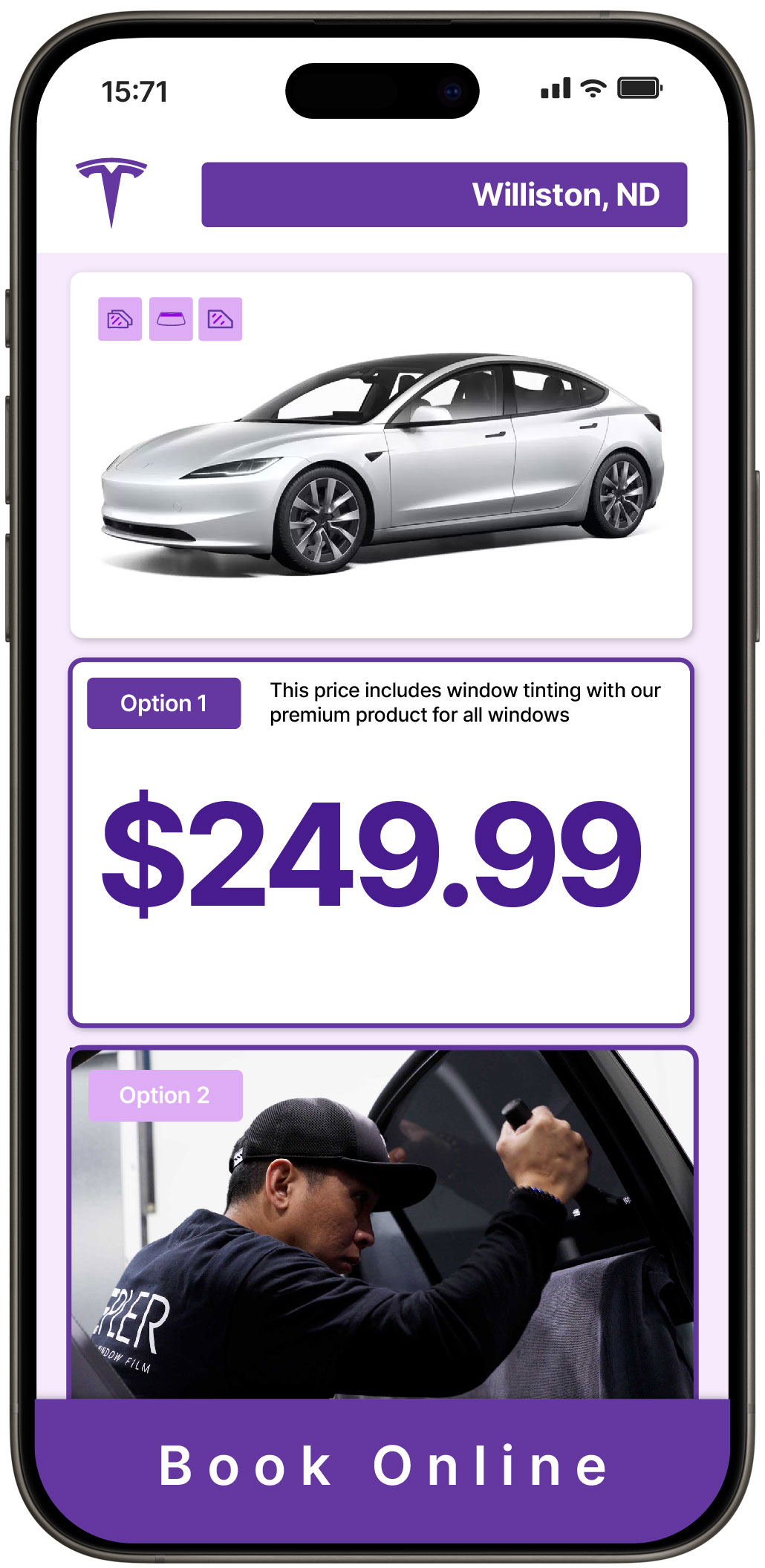 View Affordable Tesla Window Tinting Rates in Williston, North Dakota