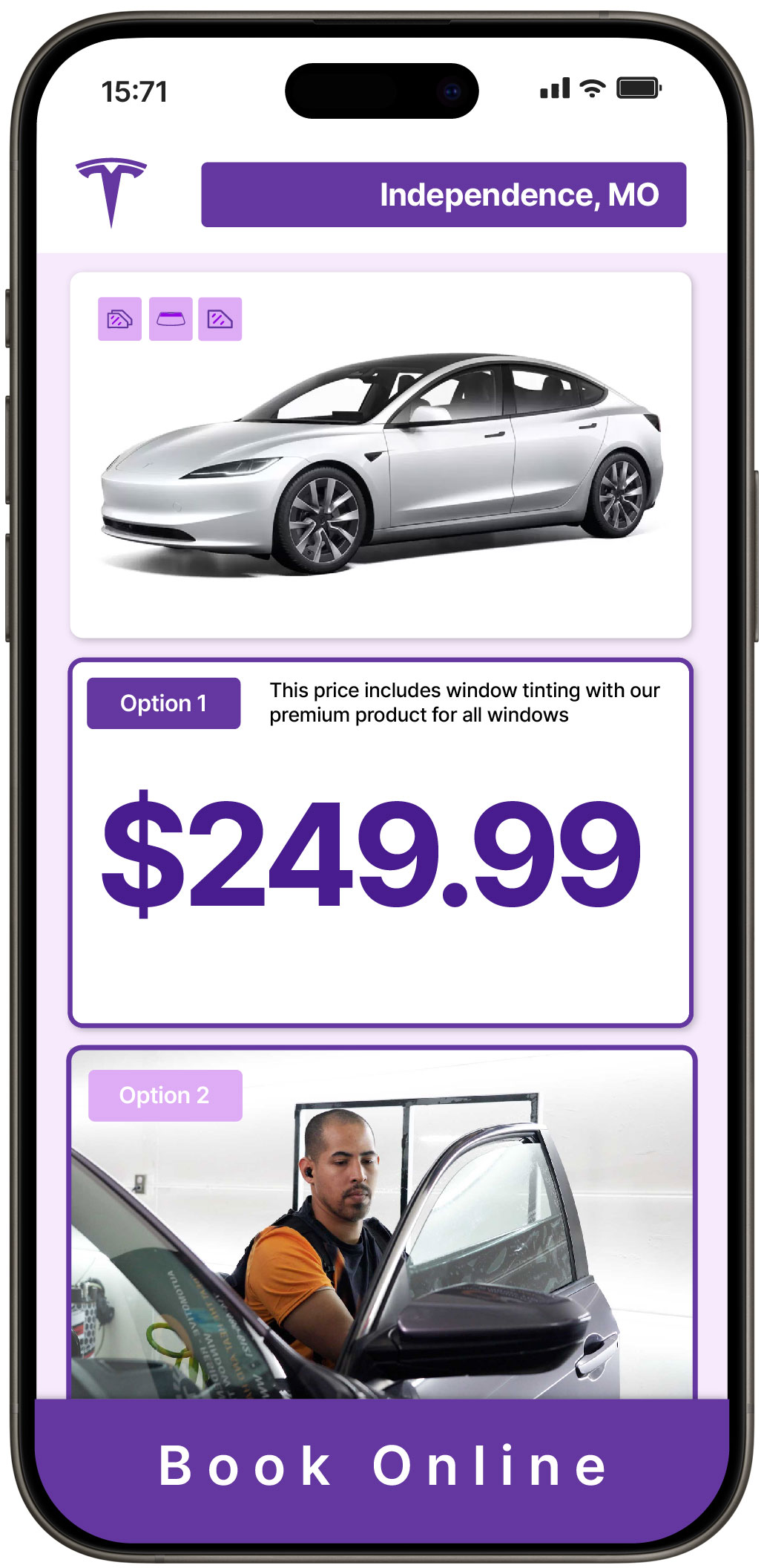 View Competitive Tesla Window Tinting Costs in Independence, Missouri