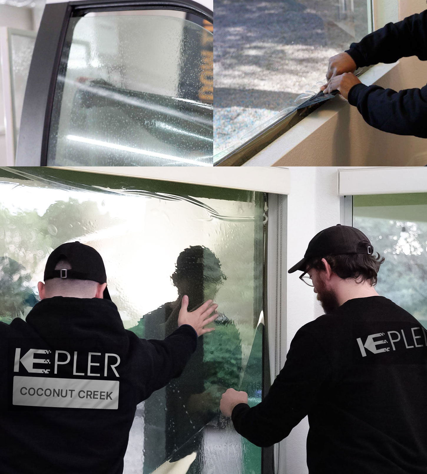 Expert Technician Installing Ceramic Window Tint to Home in Coconut Creek