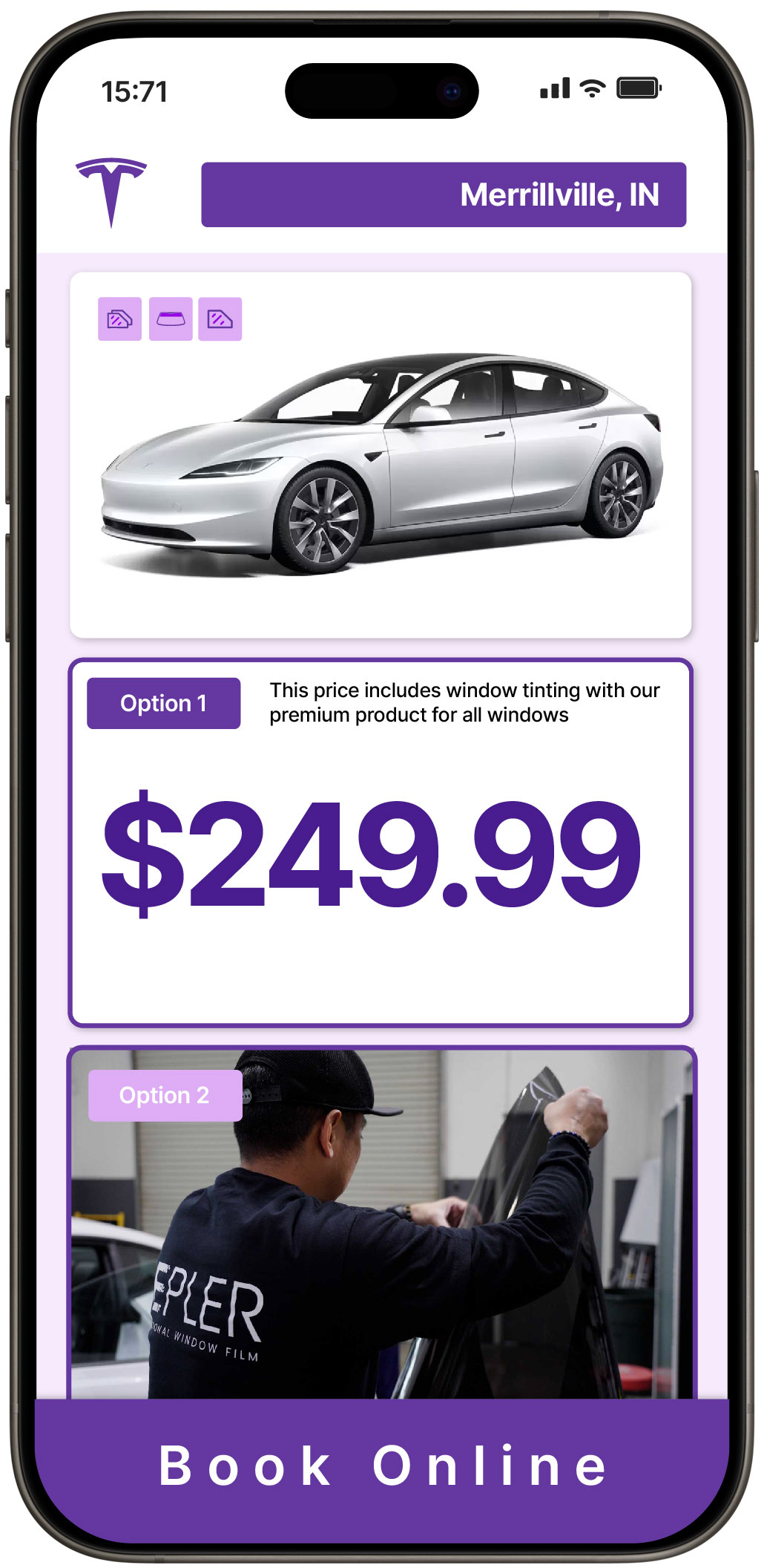 View Affordable Tesla Window Tinting Rates in Merrillville, Indiana