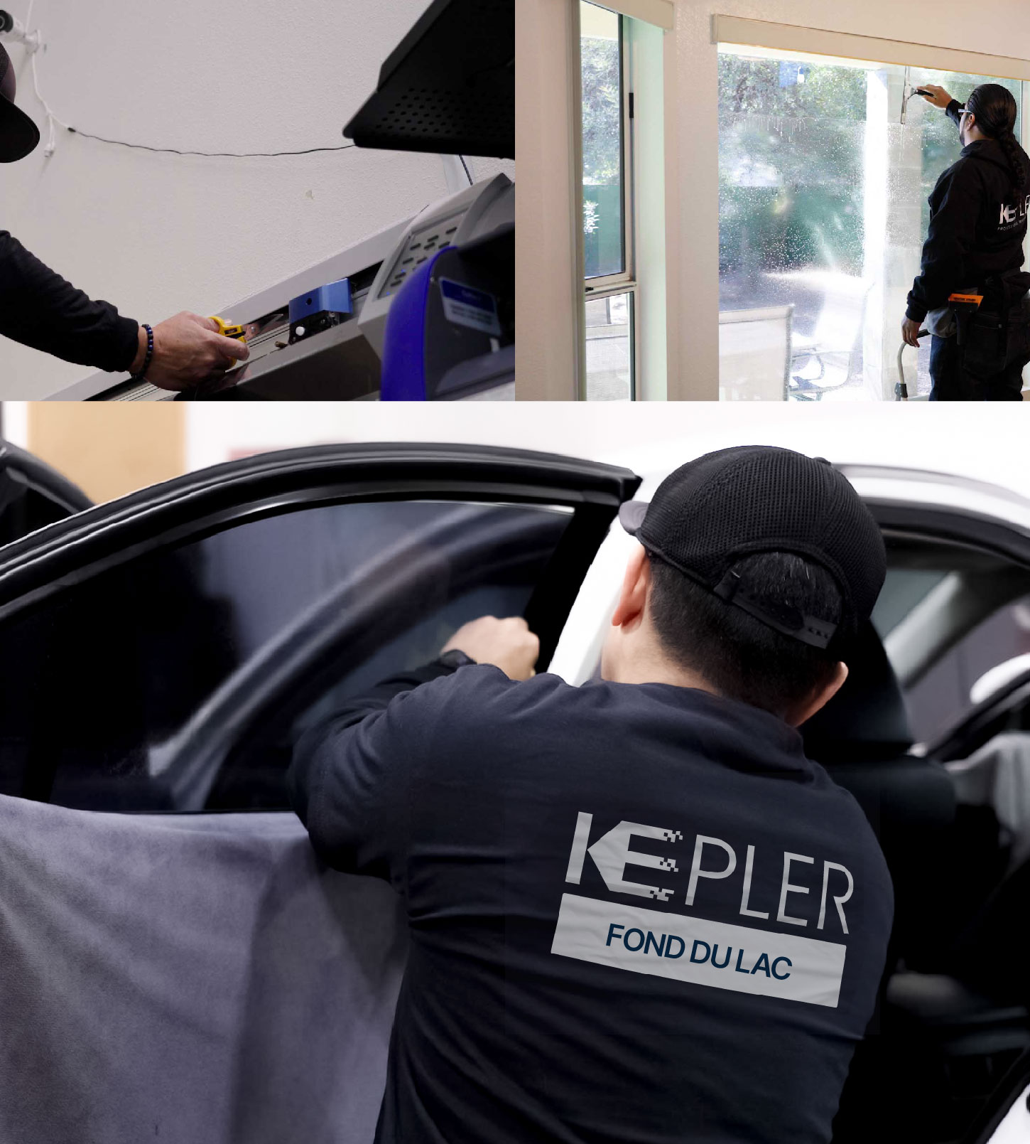 Automotive Window Tinting Expert Applying Film in Fond du Lac, Wisconsin