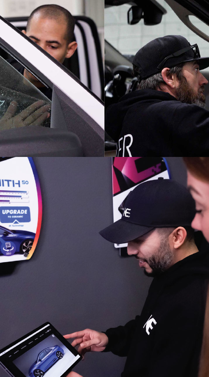 Kepler Dealer Showing Car Window Film Options to Customer in West Orange, New Jersey