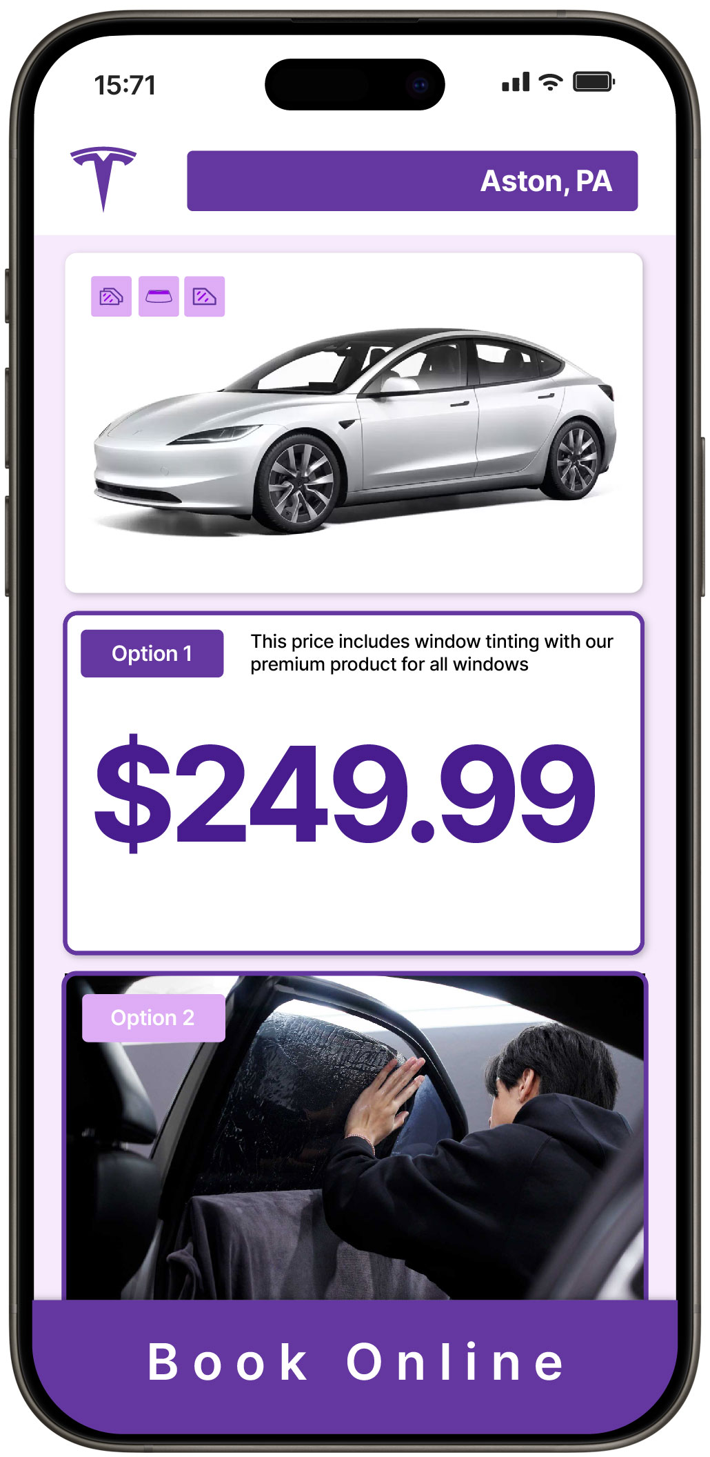 View Reasonable Tesla Window Tinting Rates in Aston, Pennsylvania