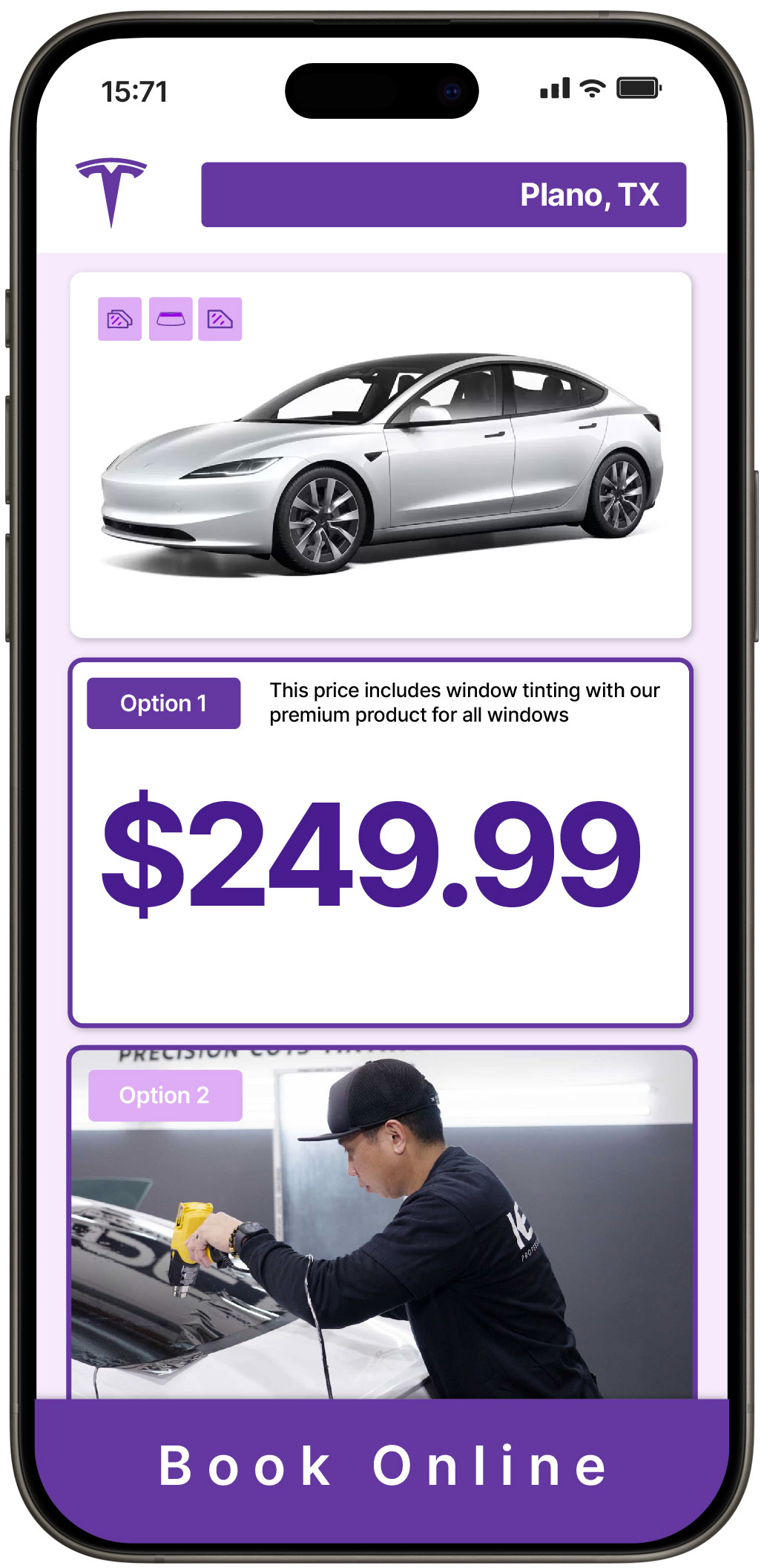 View Affordable Tesla Window Tinting Costs in Plano, Texas