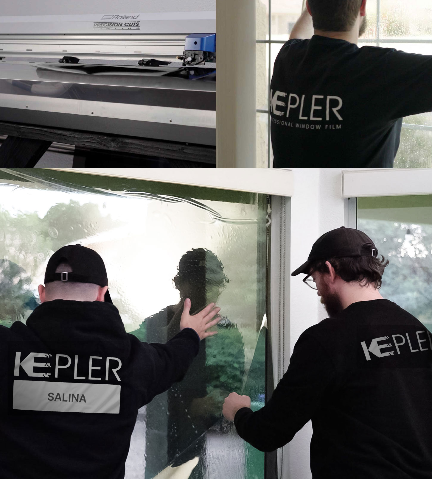 Expert Technician Fitting Ceramic Window Tint to Home in Salina