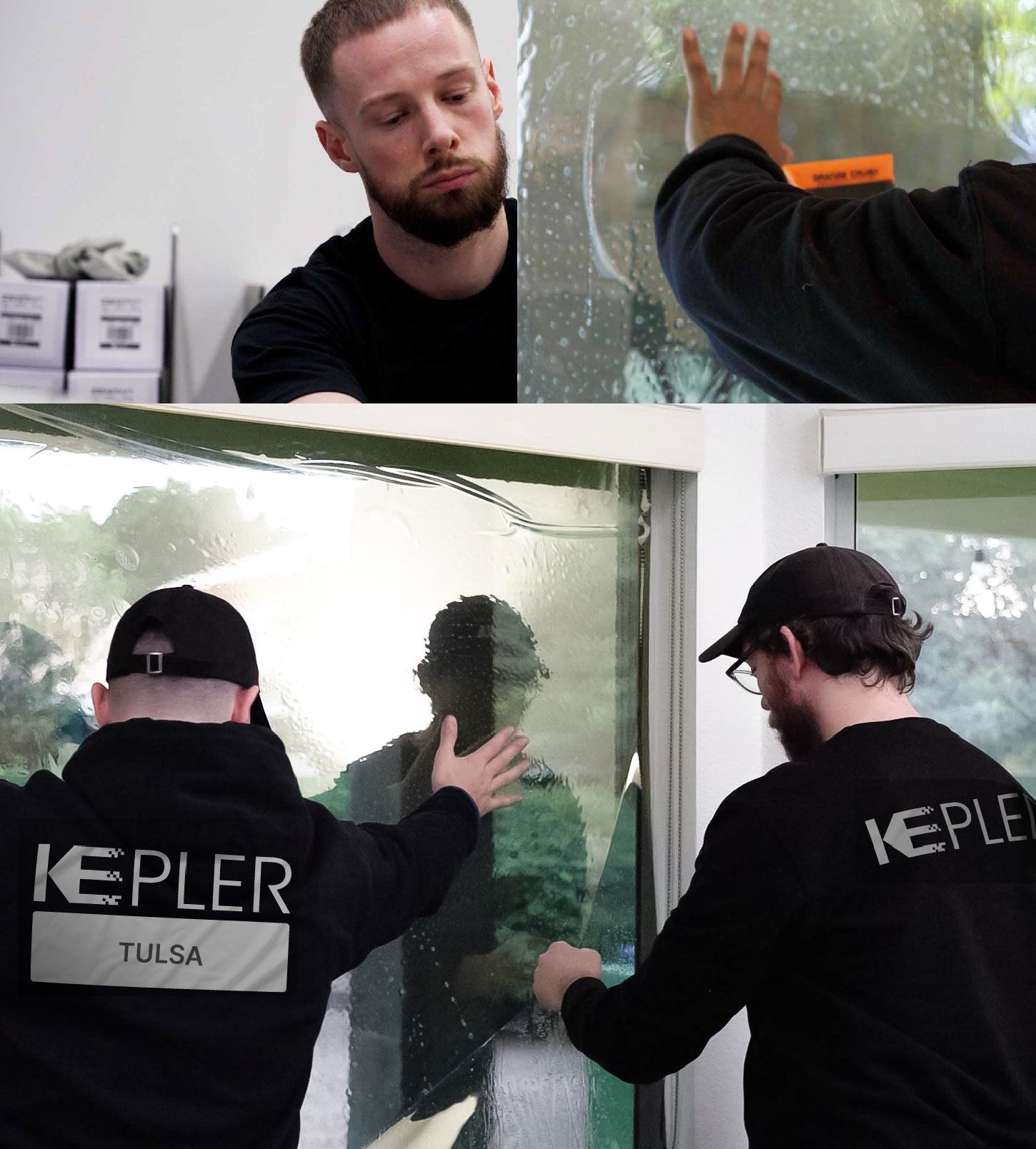 Kepler Technician Installing Ceramic Window Tint to Home in Tulsa