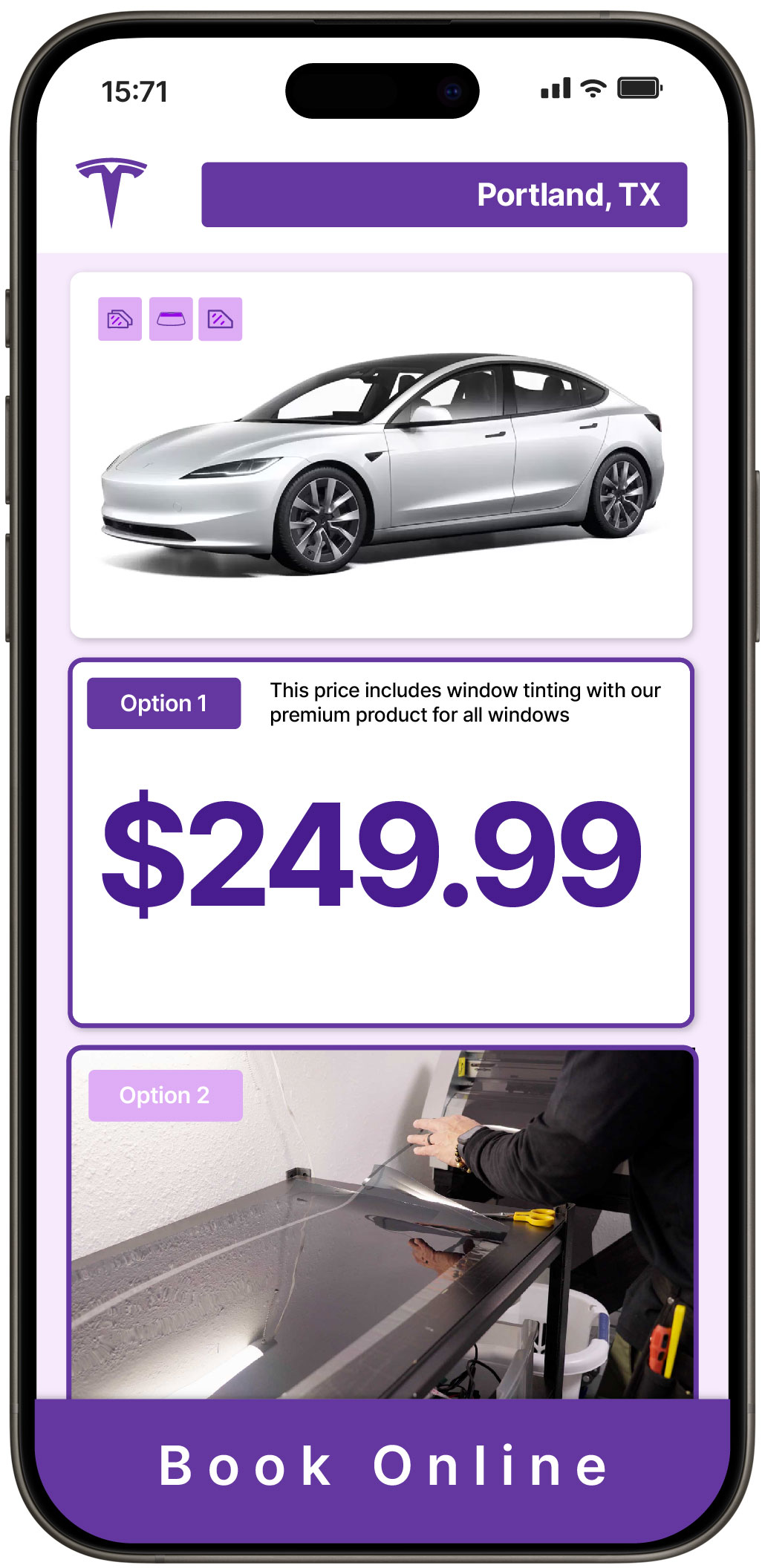 View Competitive Tesla Window Tinting Rates in Portland, Texas