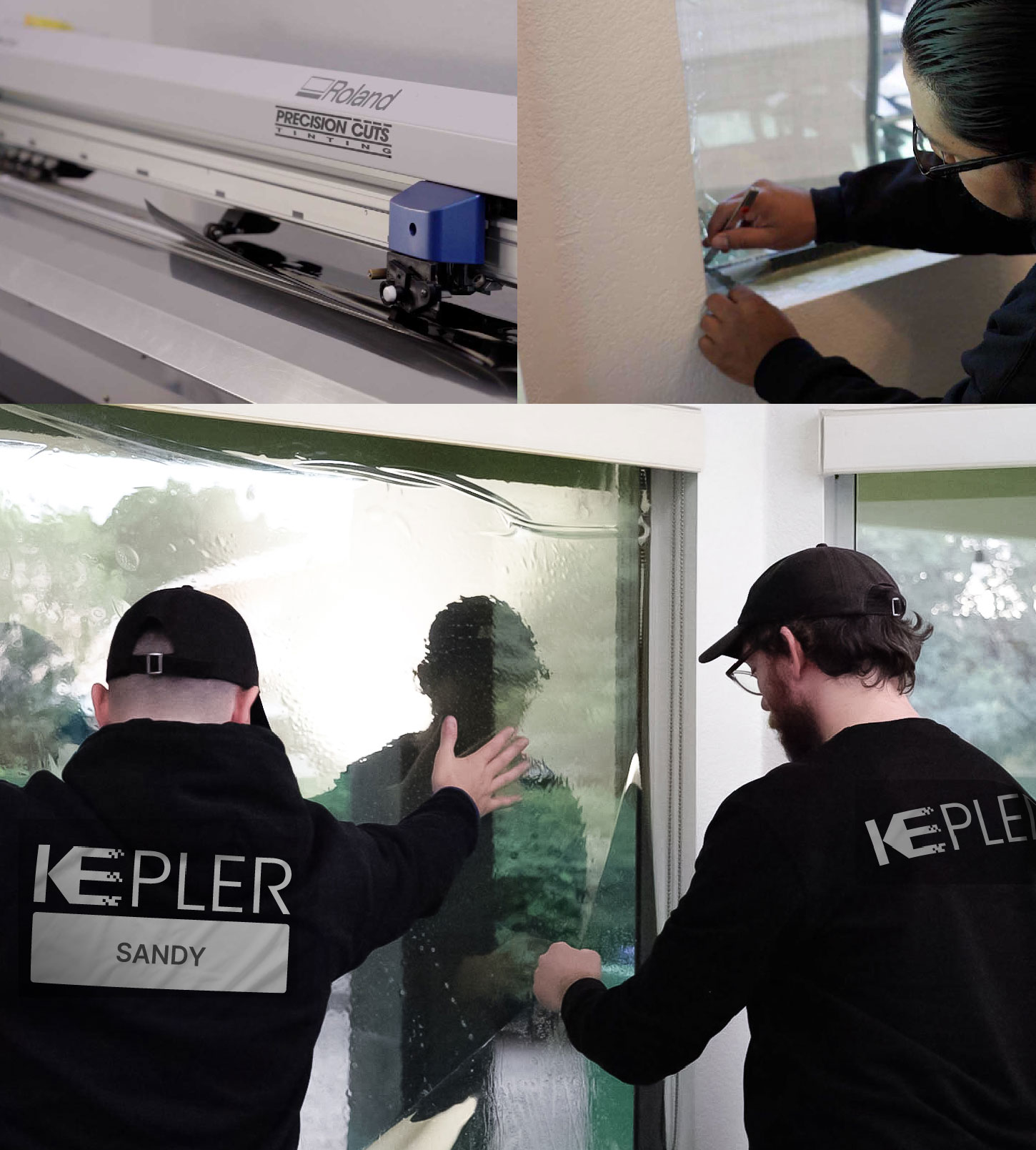 Expert Technician Fitting High-tech Window Tint to Home in Sandy