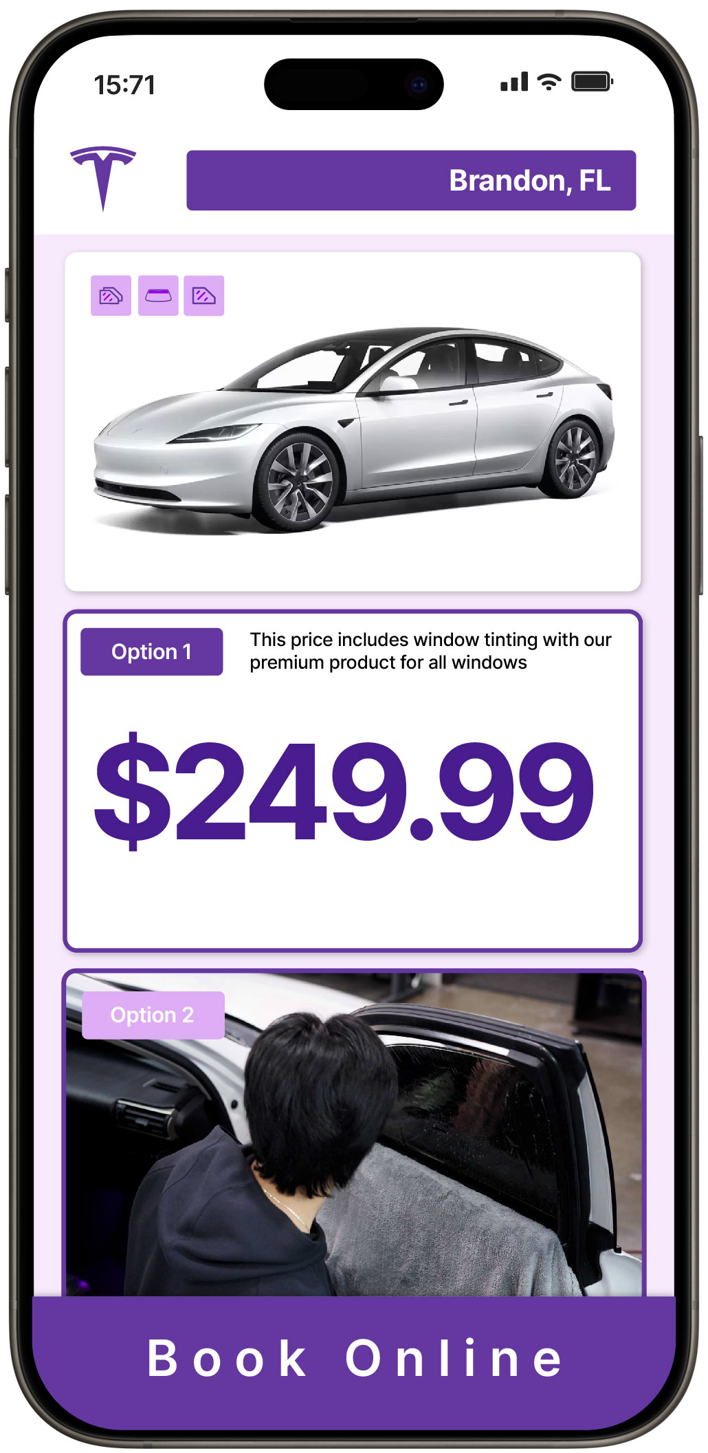 View Reasonable Tesla Window Tinting Rates in Brandon, Florida