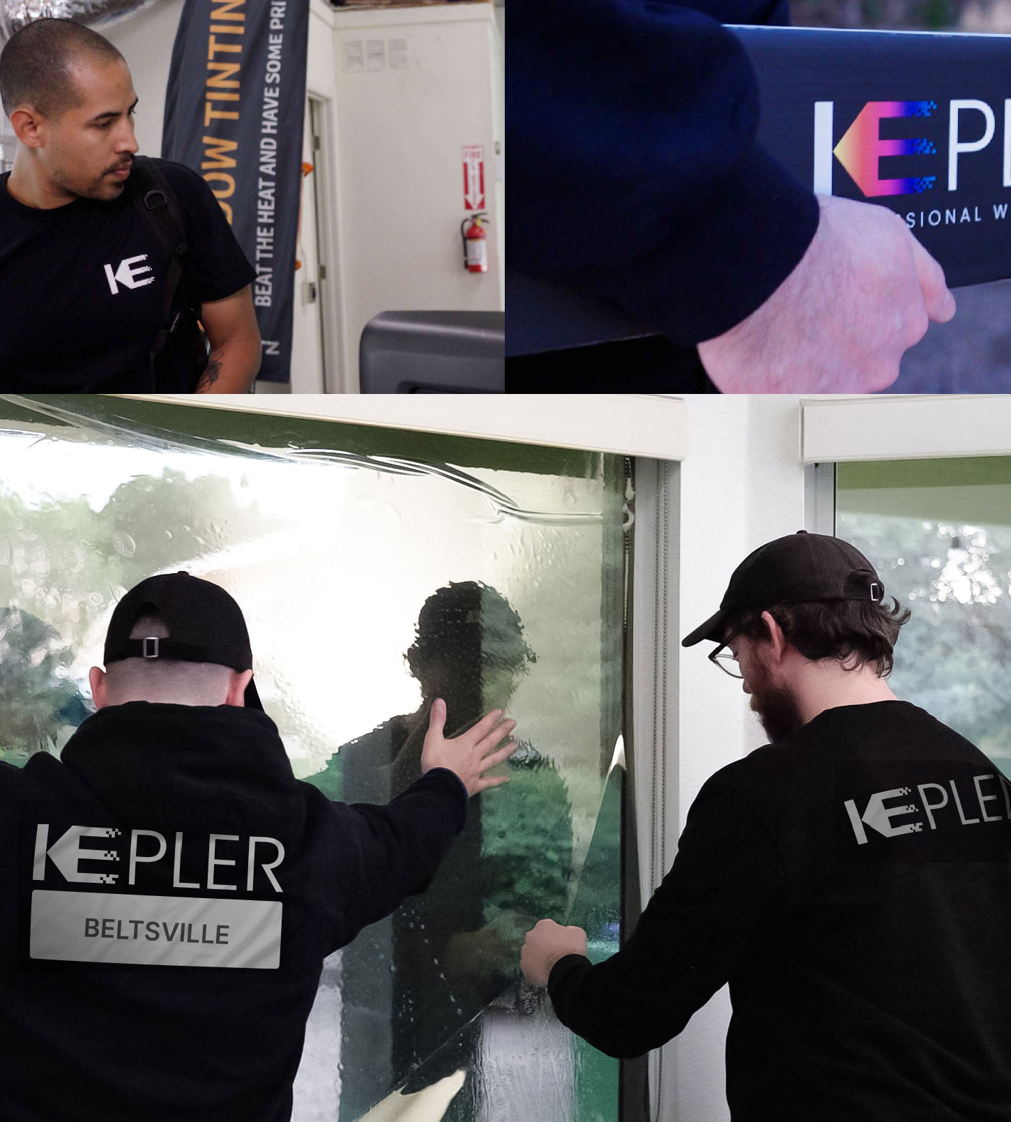 Expert Technician Applying High-tech Window Tint to Home in Beltsville
