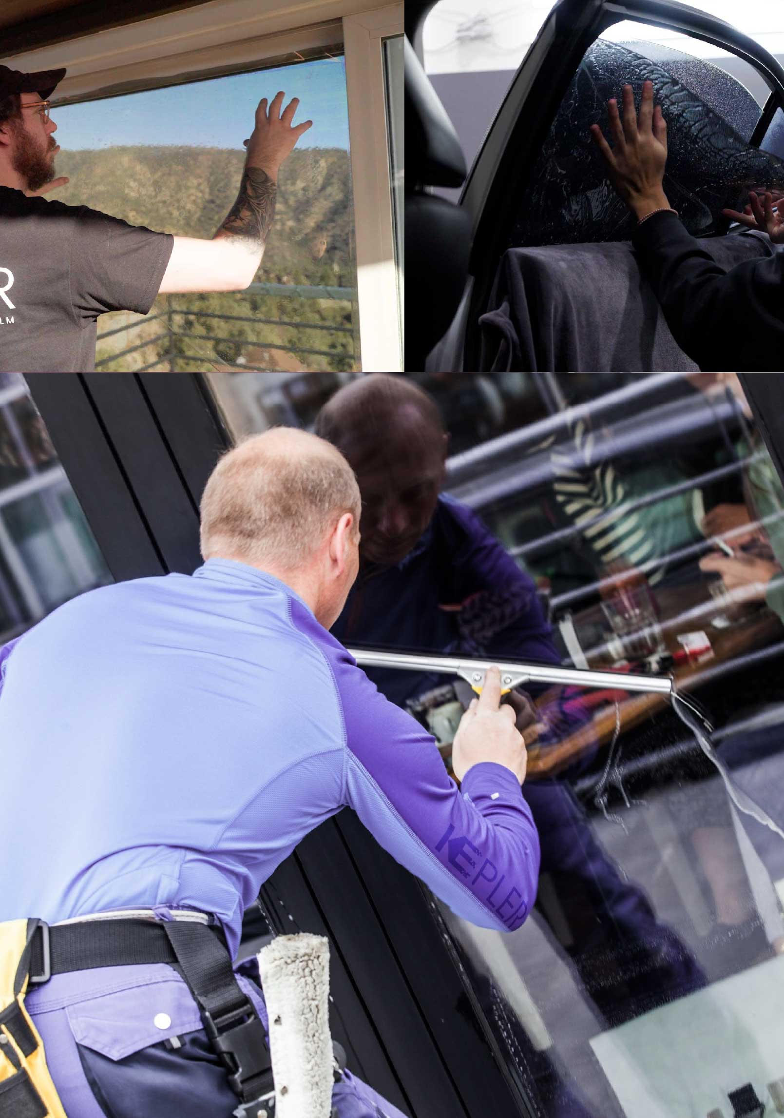 Kepler Skilled Applying Anti-Graffiti Window Film to a Stamford Shop Front