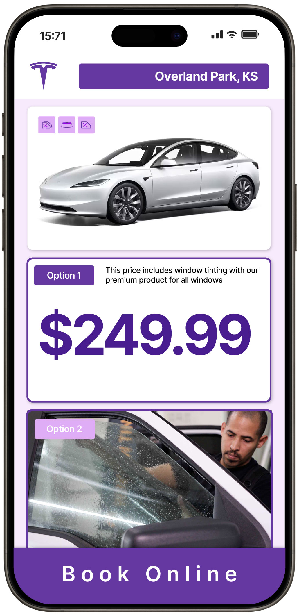 View Reasonable Tesla Window Tinting Rates in Overland Park, Kansas