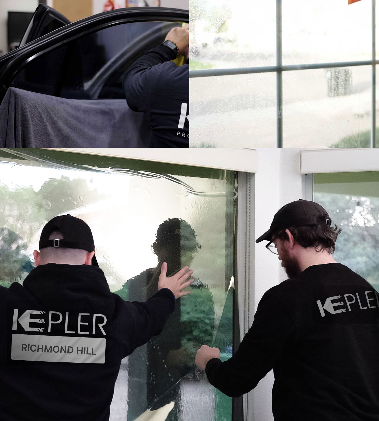 Expert Technician Applying Ceramic Window Tint to Home in Richmond Hill