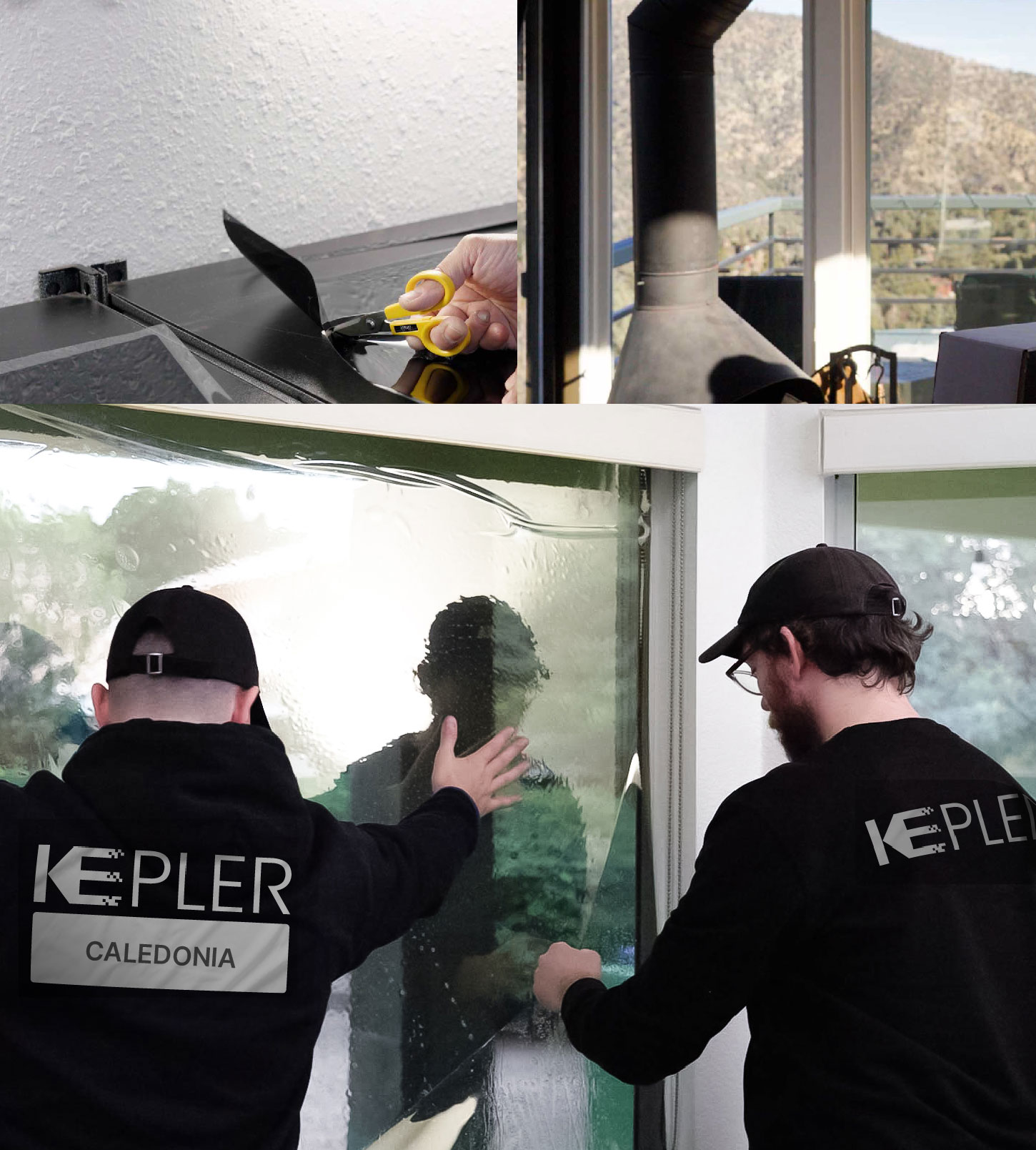 Expert Technician Fitting Ceramic Window Tint to Home in Caledonia