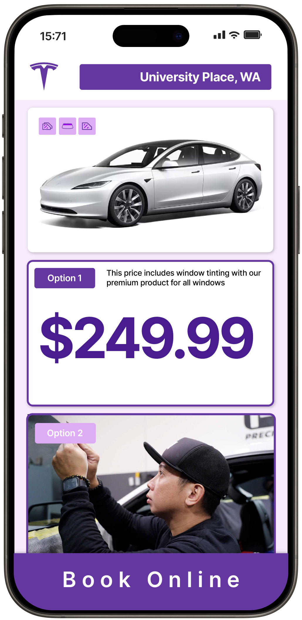 View Affordable Tesla Window Tinting Prices in Auburn, Washington