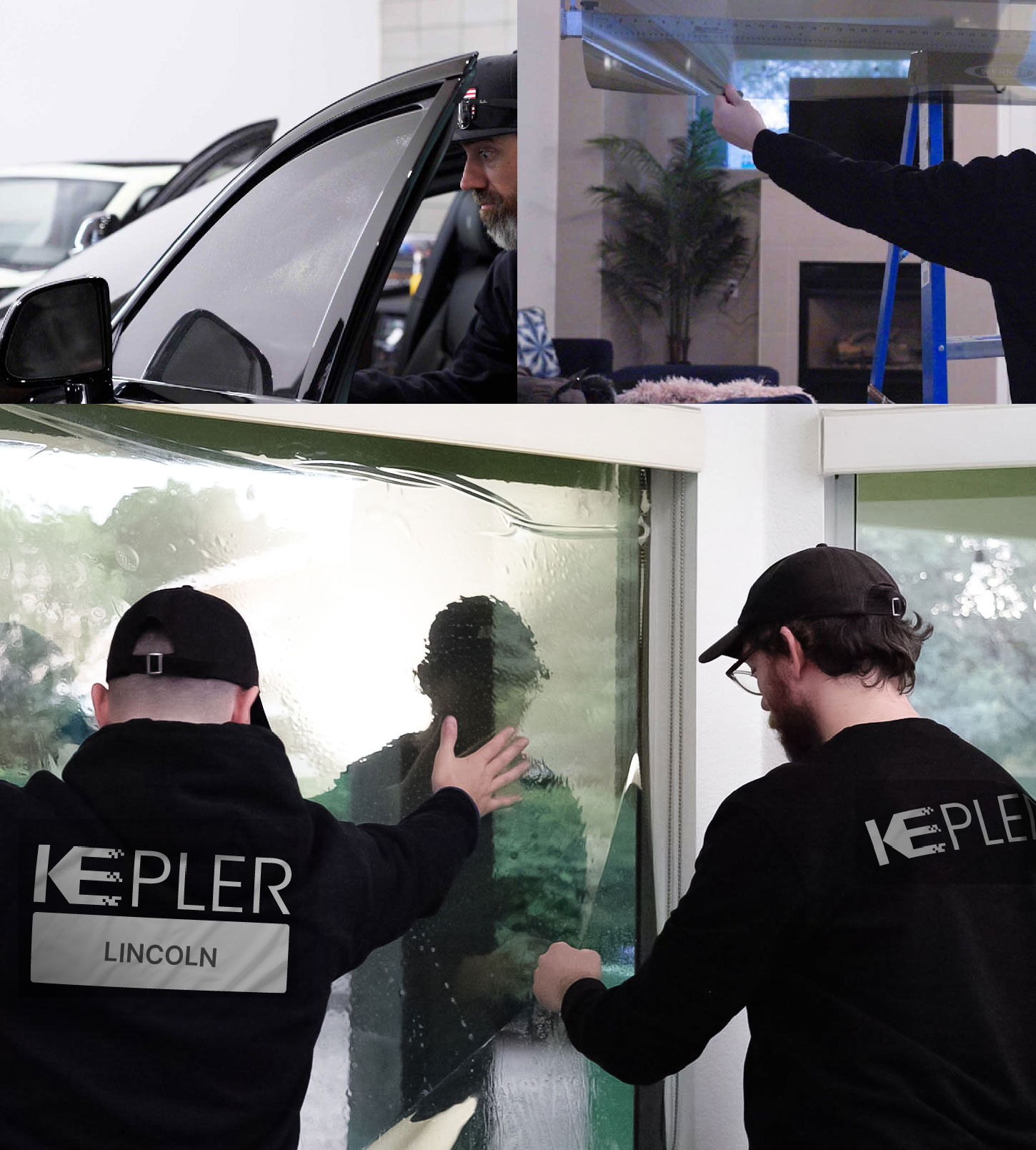 Kepler Technician Installing High-tech Window Tint to Home in Lincoln