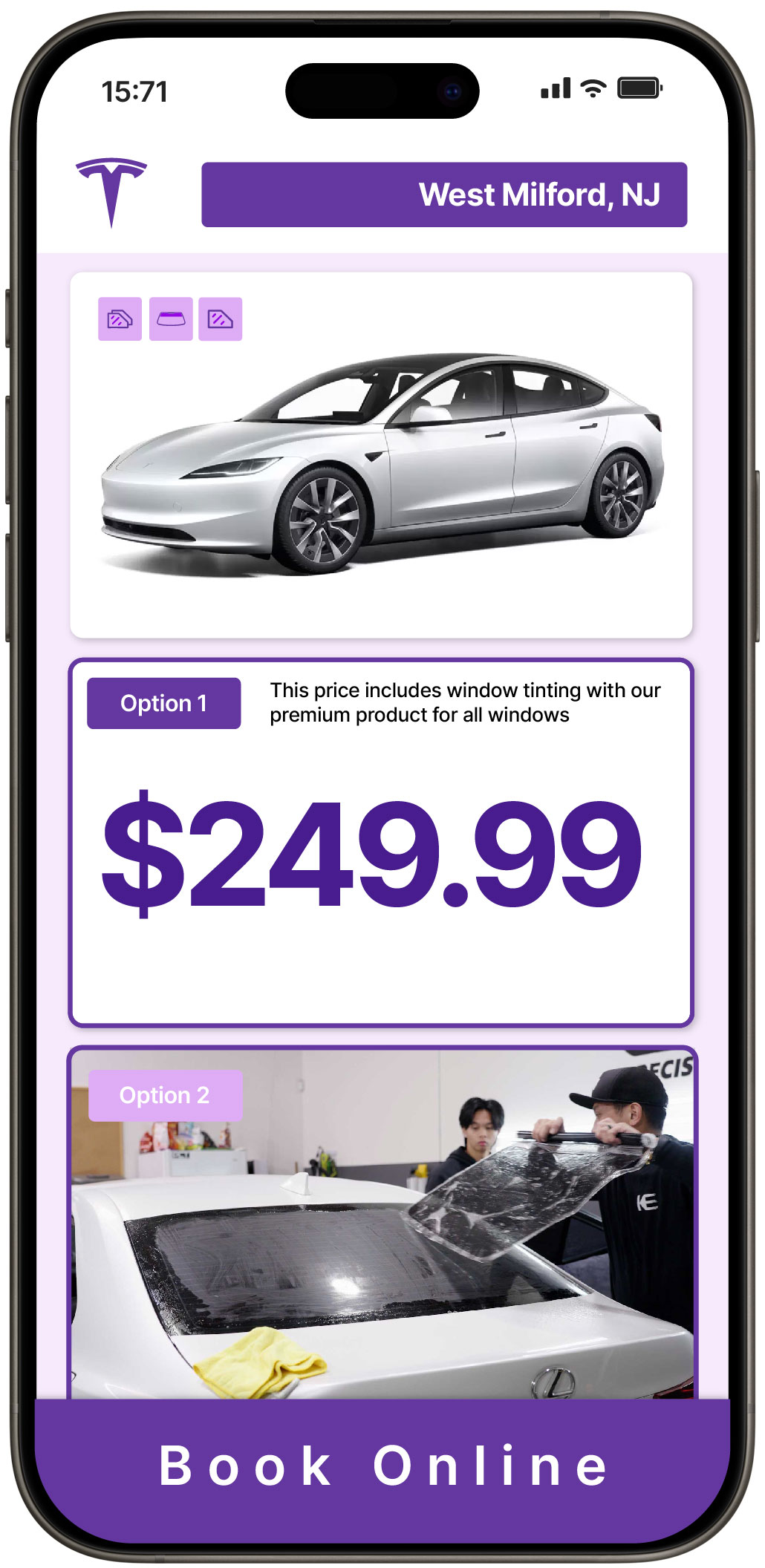 View Affordable Tesla Window Tinting Prices in West Milford, New Jersey