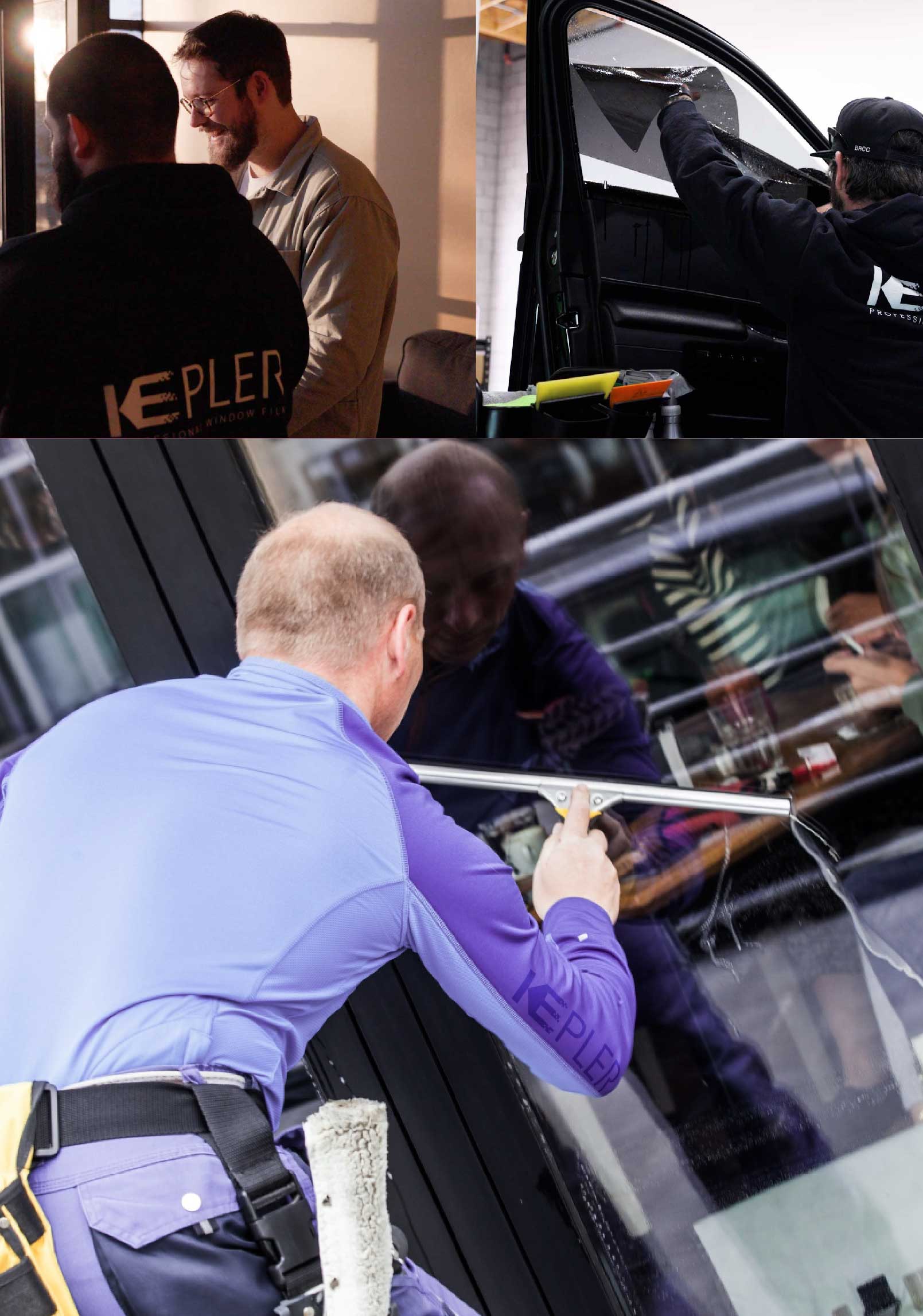 Kepler Professional Applying Anti-Graffiti Window Film to a La Marque Shop Front
