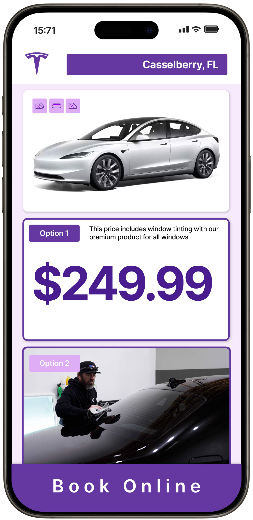 View Affordable Tesla Window Tinting Rates in Casselberry, Florida