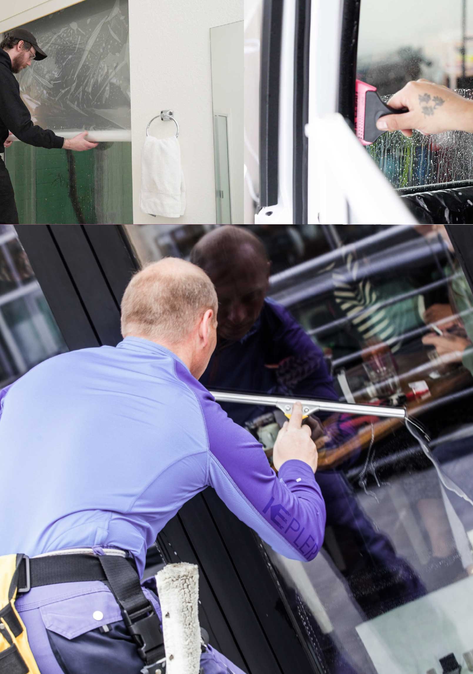 Kepler Professional Applying Anti-Graffiti Window Film to a Lamont Shop Front