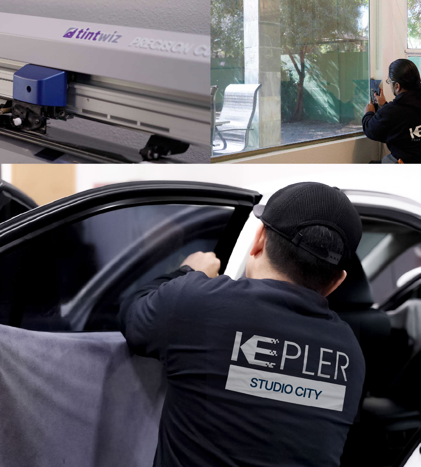 Automotive Window Tinting Expert Applying Film in Studio City, California