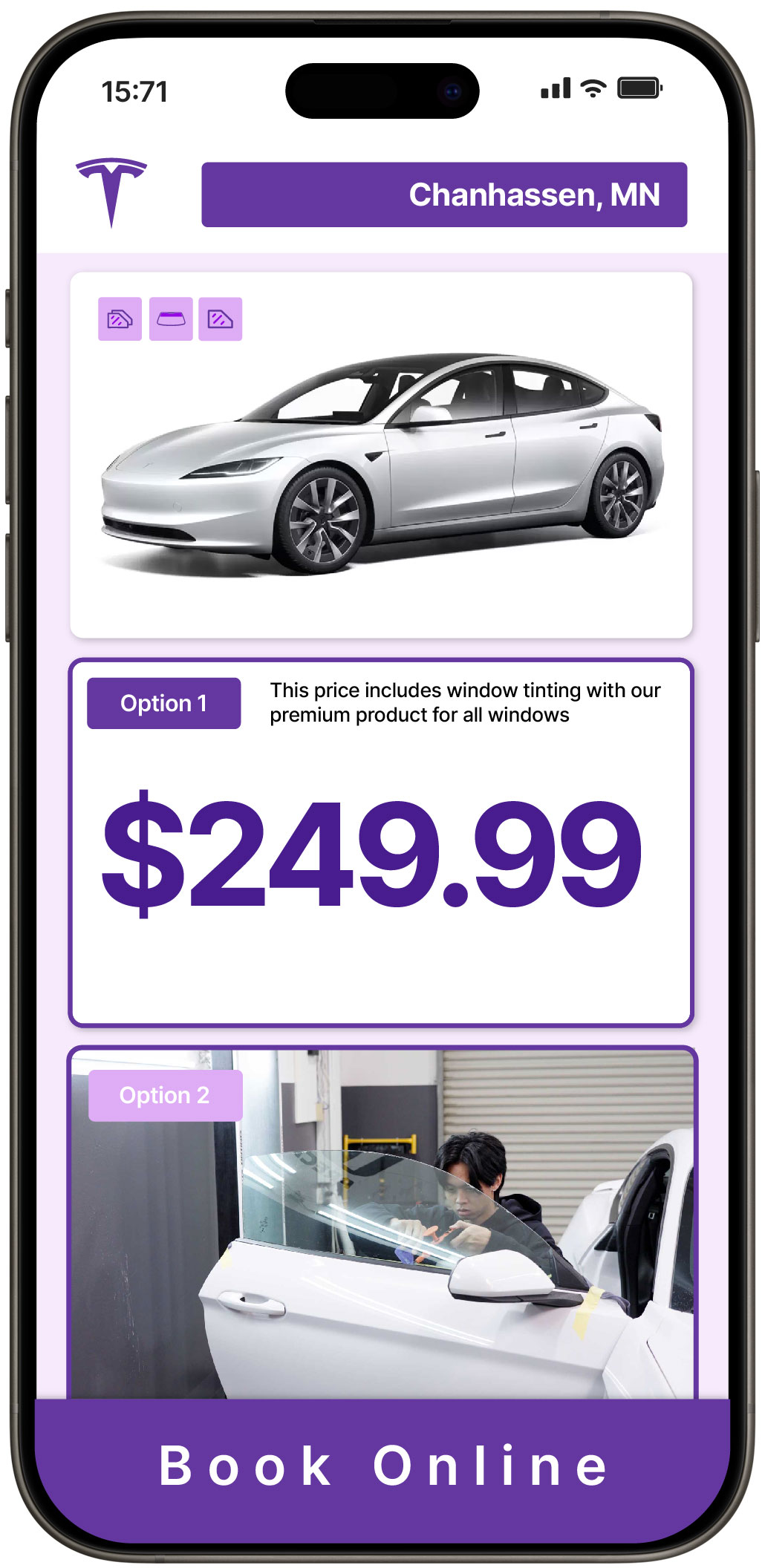 View Competitive Tesla Window Tinting Costs in Chanhassen, Minnesota