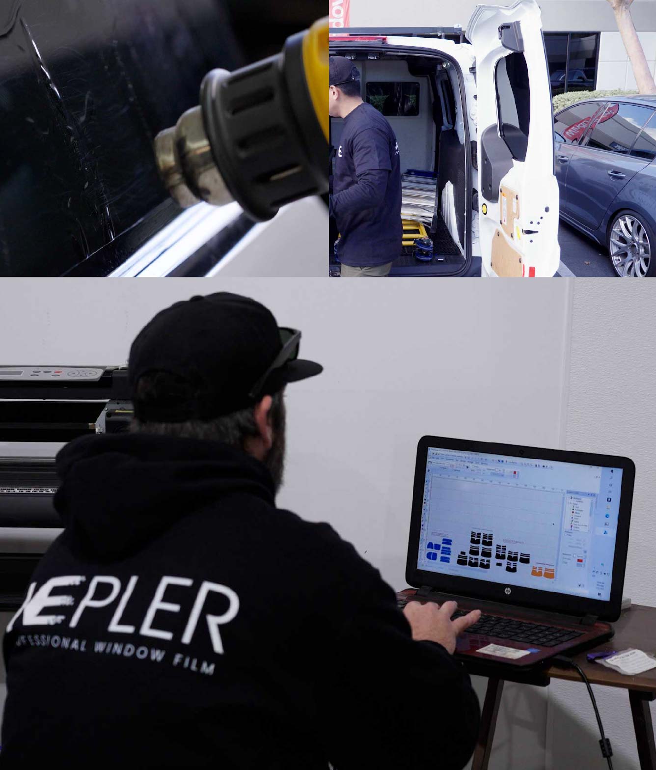 Ceramic Window Tinting Expert Cutting Film in Salinas, California
