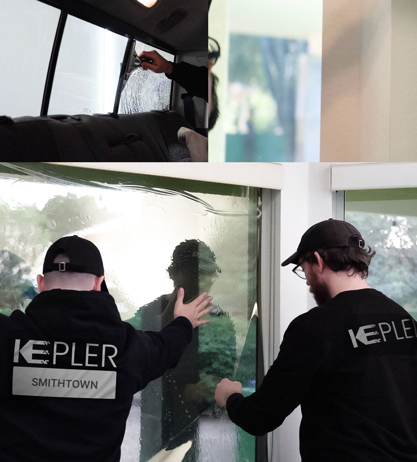 Kepler Technician Fitting Ceramic Window Tint to Home in Smithtown