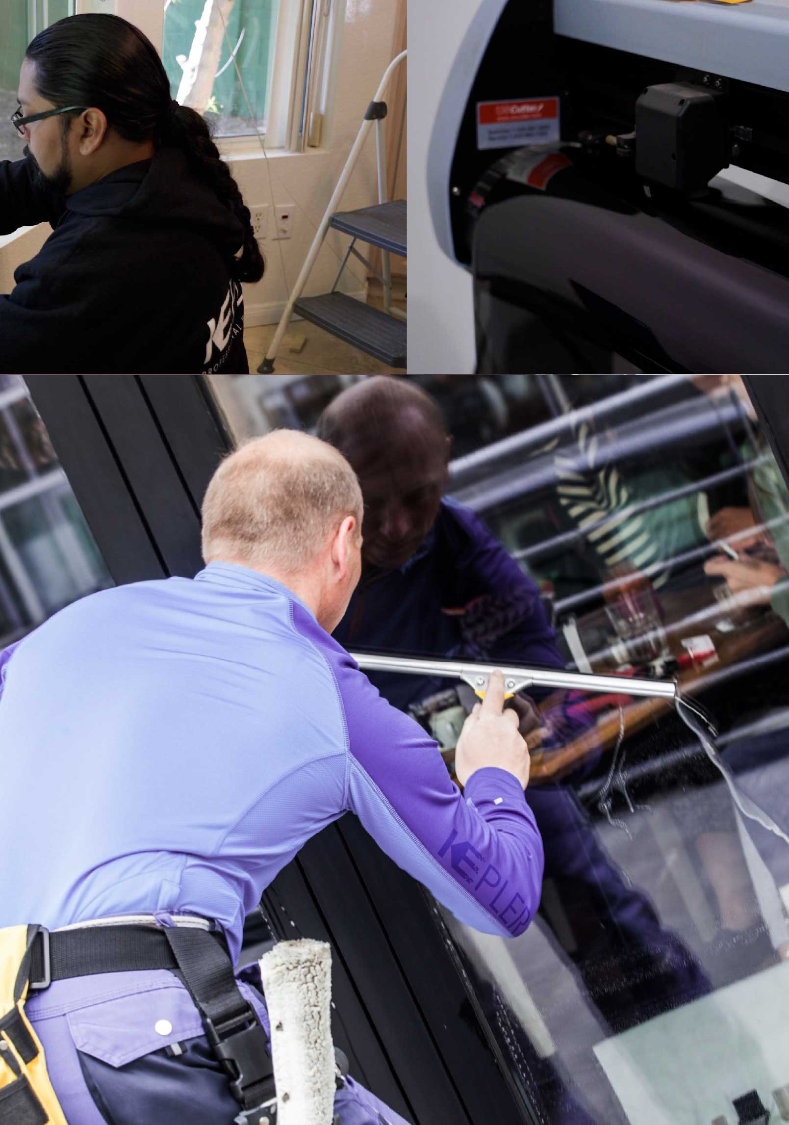 Kepler Professional Applying Anti-Graffiti Window Film to a Oroville Shop Front