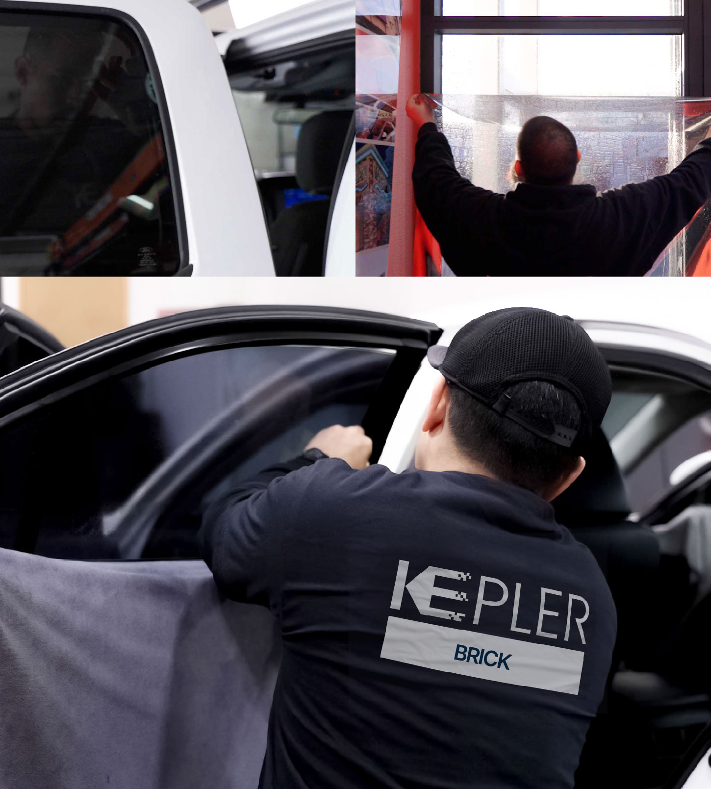 Automotive Window Tinting Expert Applying Film in Brick, New Jersey